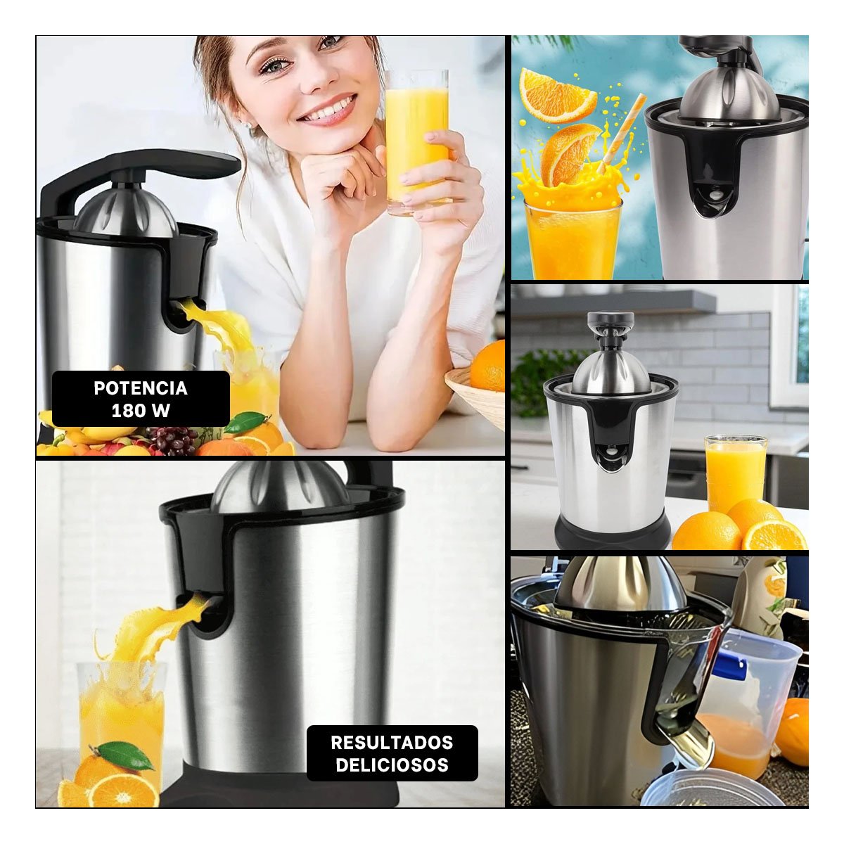 EXPRIMIDOR ELECTRICO PARA NARANJA 400 ML COLOR PLATEADO CON MOTOR SILENCIOSO - 2