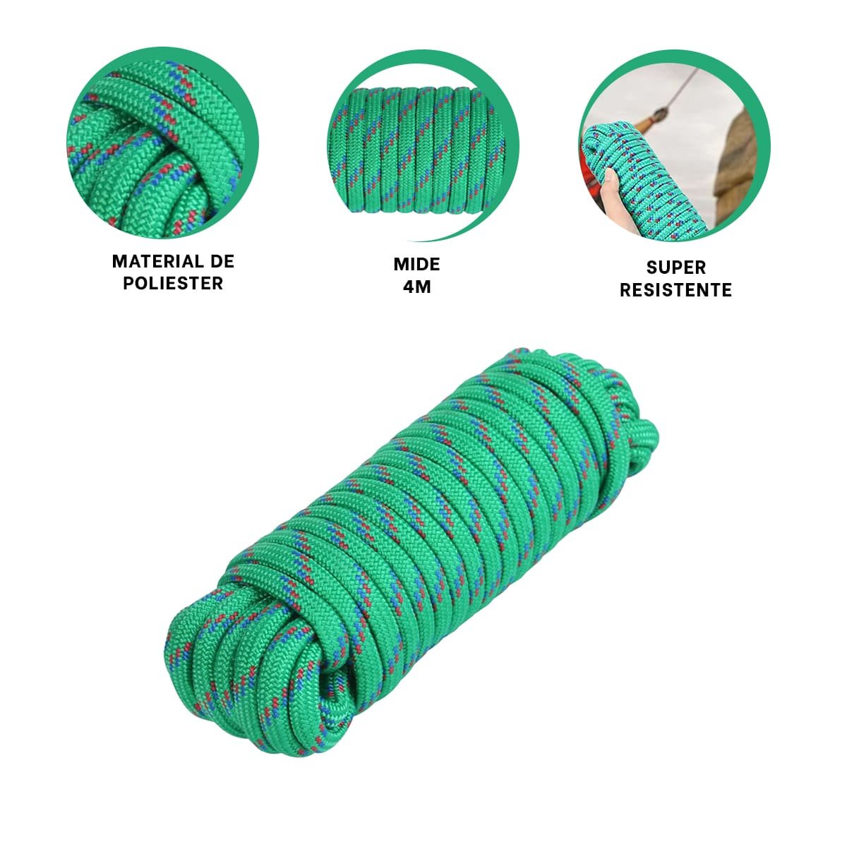 SOGA 4M X 4CM VERDE REFORZADA PARA SUJECION EN EXTERIOR Y TRABAJO YPAPEL REGALO - 5