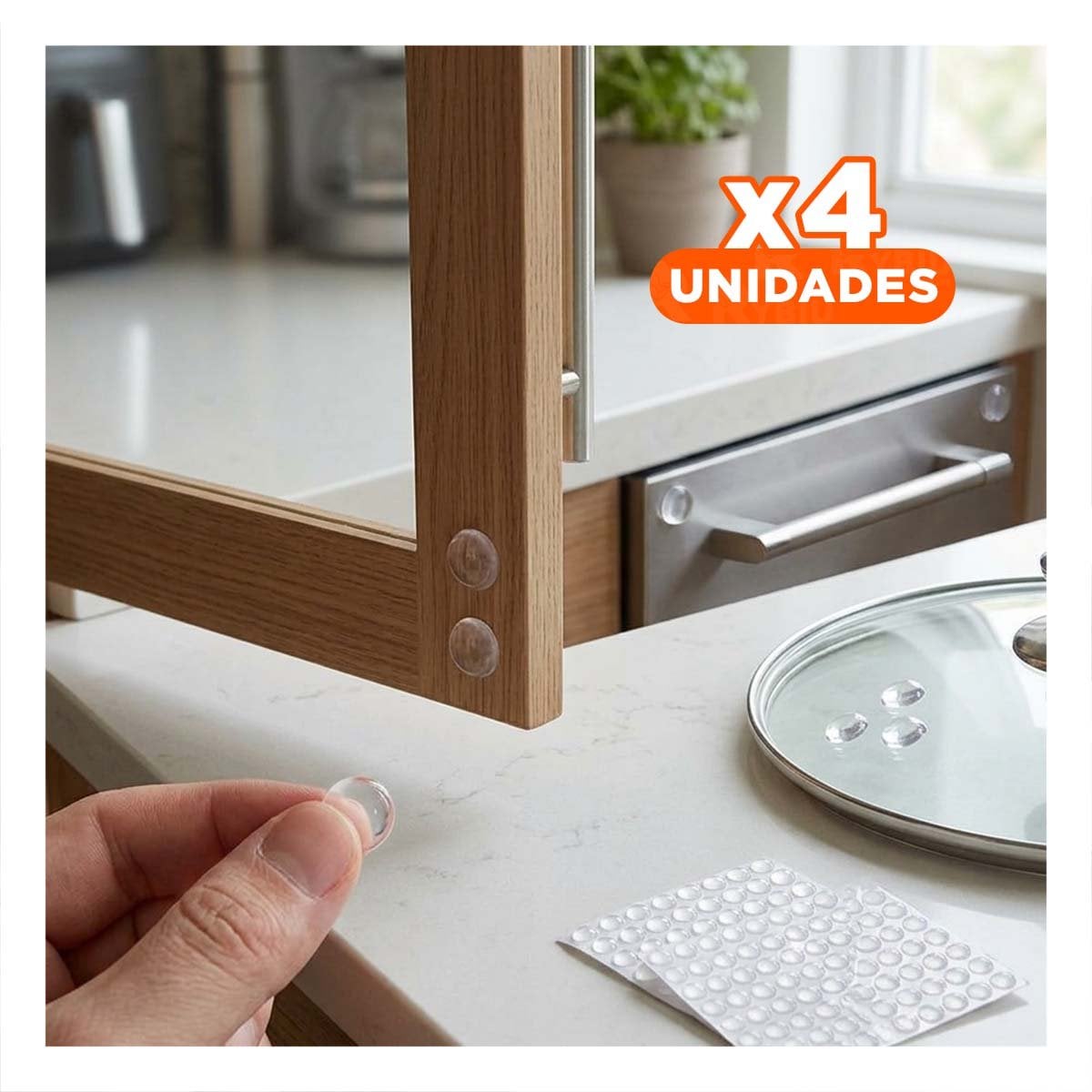 PACK4 TOPES ADHESIVOS 100 PIEZAS DE SILICONA TRANSPARENTE PARA PUERTAS YPAPEL REGALO - 1