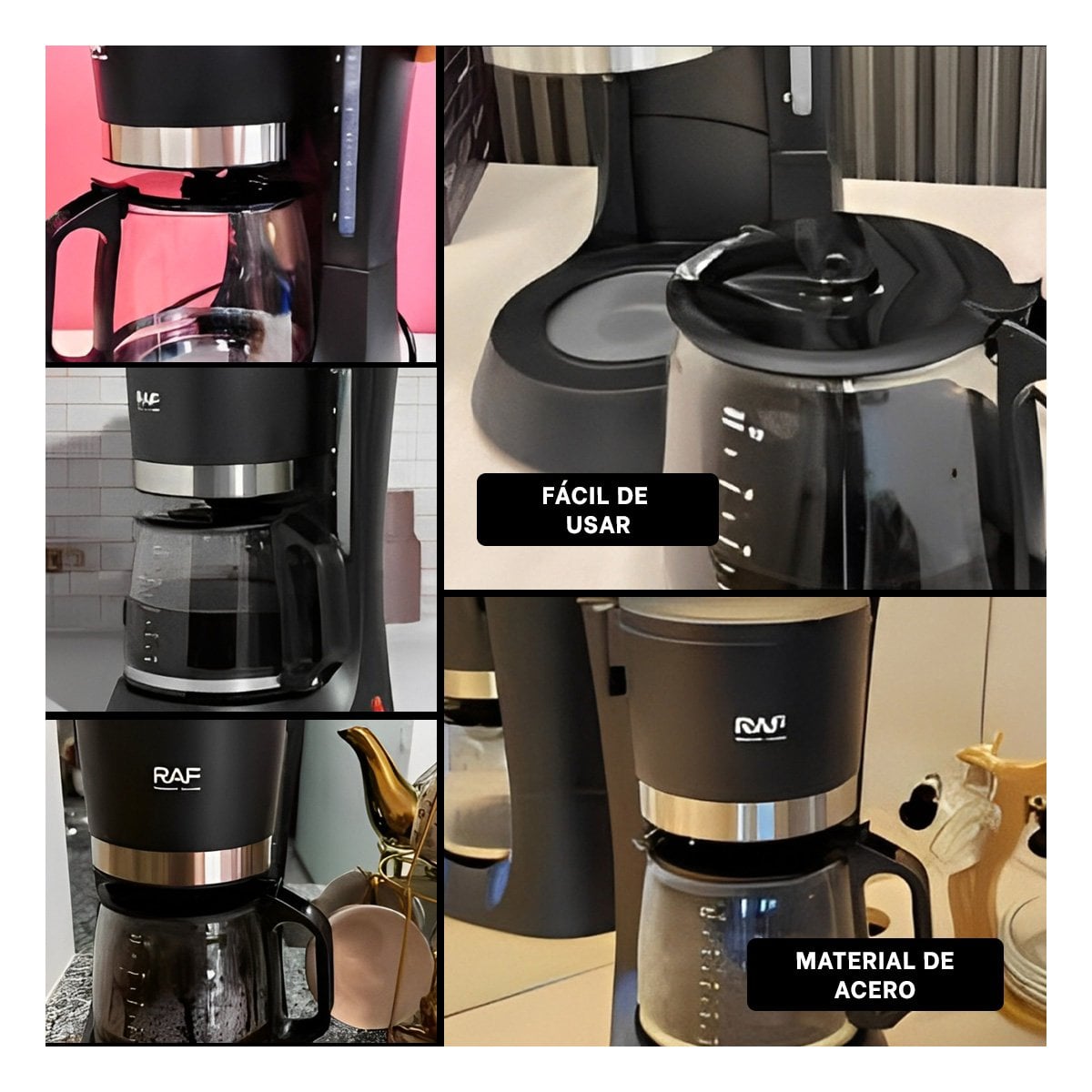MÁQUINA CAFETERA NEGRO CON FUNCIÓN AUTOMÁTICA Y MODERNA 1.2L YPAPEL REGALO - 3