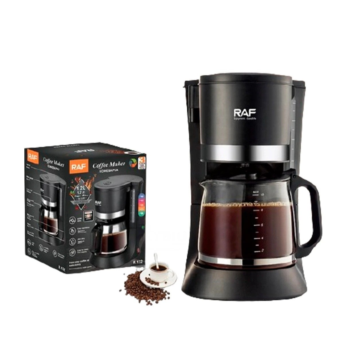 MÁQUINA CAFETERA NEGRO CON FUNCIÓN AUTOMÁTICA Y MODERNA 1.2L YPAPEL REGALO - 5