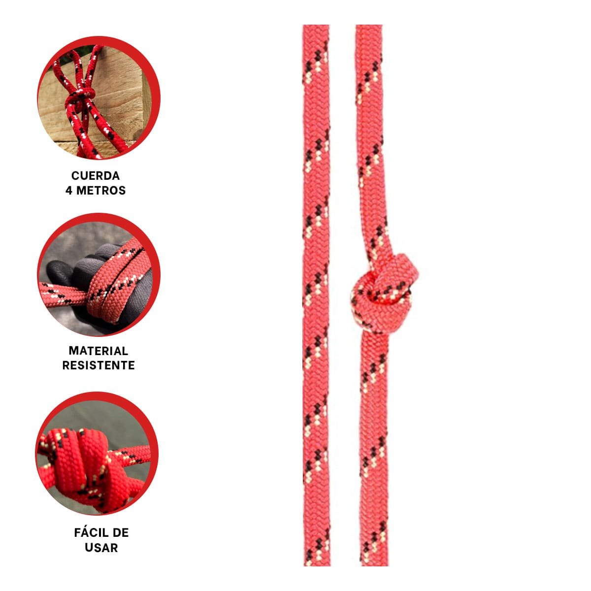 MECATE 4M X 4CM ROJO PARA SUJECION SEGURA EN CASA Y TALLER YPAPEL REGALO - 5