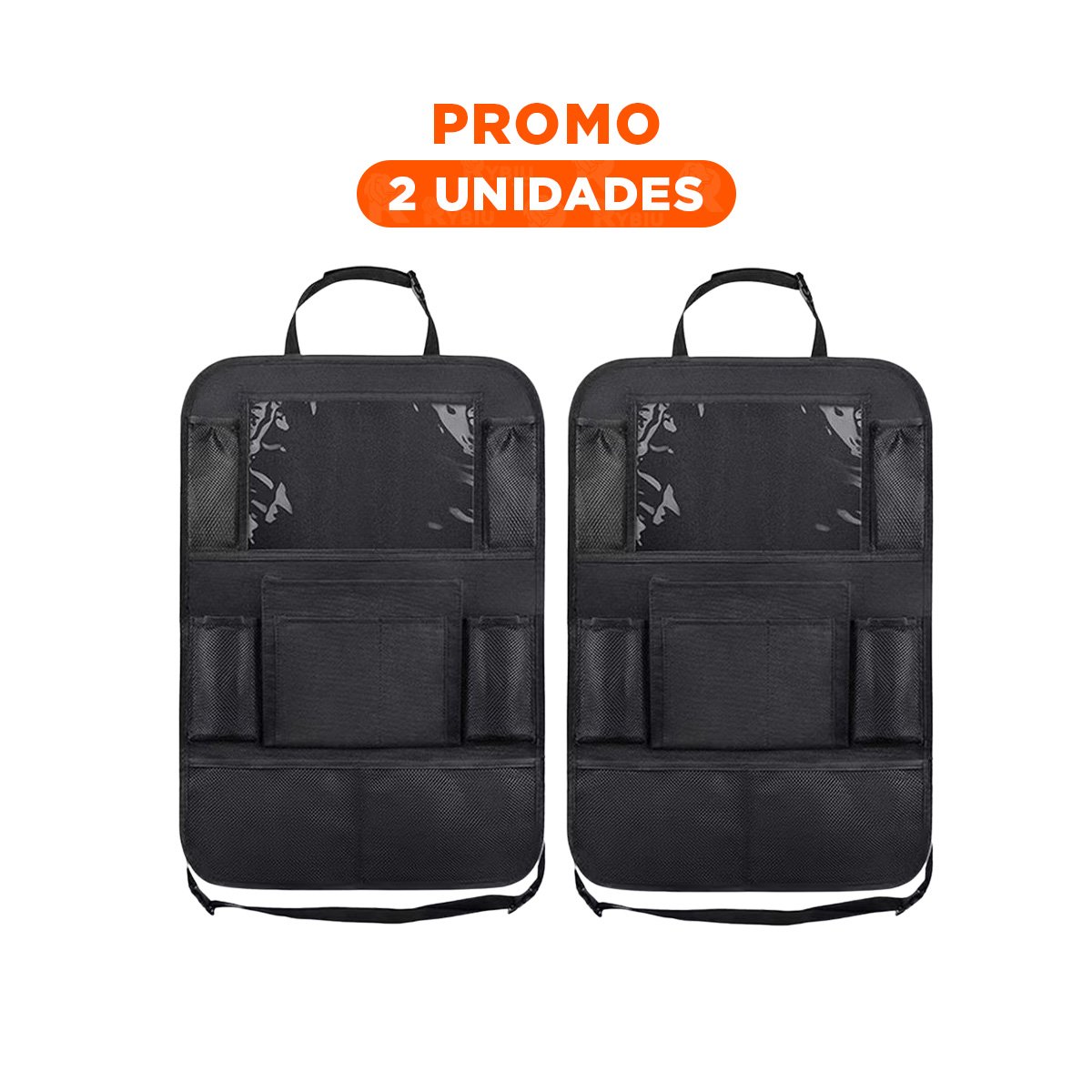 PACK2 ESTUCHE ORGANIZADOR DE RESPALDO DE ASIENTO DE COCHE NEGRO PRACTICO YREGALO STICKER - 1