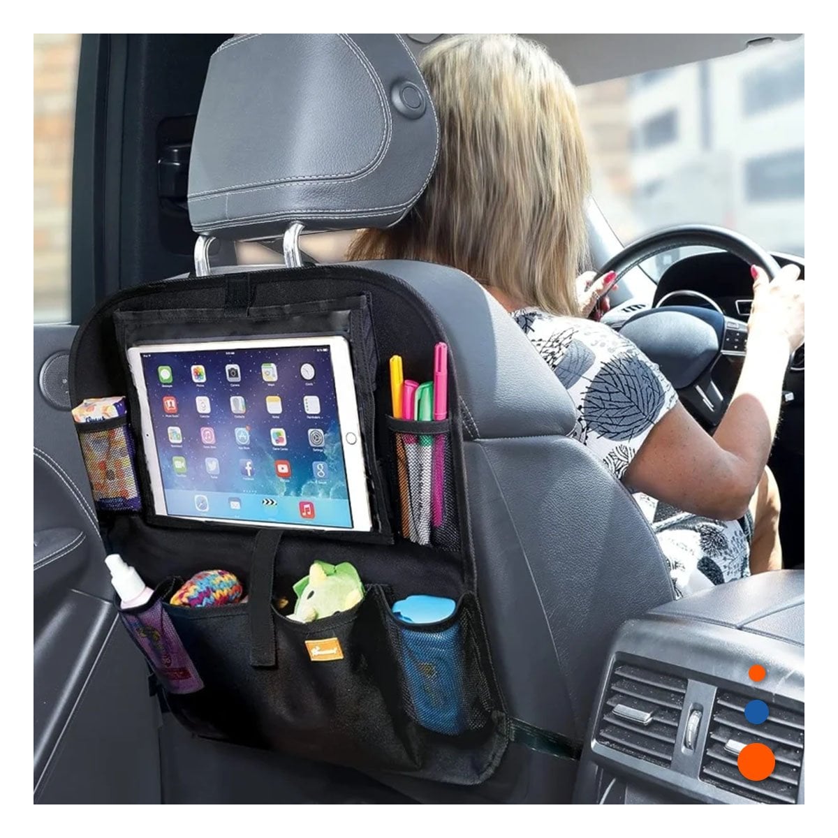 BOLSO ORGANIZADOR DE RESPALDO DE ASIENTO DE COCHE NEGRO CON BOLSILLOS AMPLIOS YPAPEL REGALO - 2