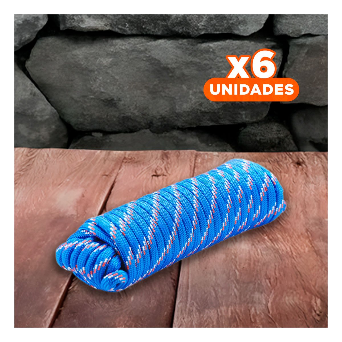 PACK6 LAZO 4M X 4CM AZUL MULTIUSO PARA AMARRE EN CAMPING Y CASA YPAPEL REGALO - 1