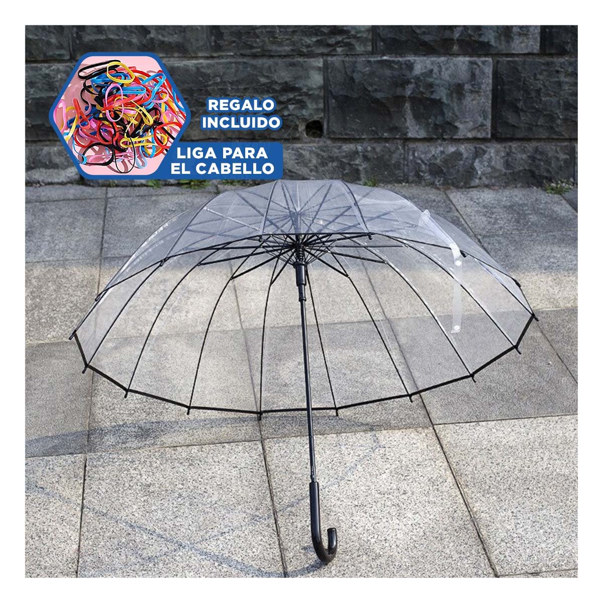 COBERTOR CON MANGO LARGO TRANSPARENTE CON BORDE NEGRO RESISTENTE PARA CIUDAD YLIGAS REGALO - 2