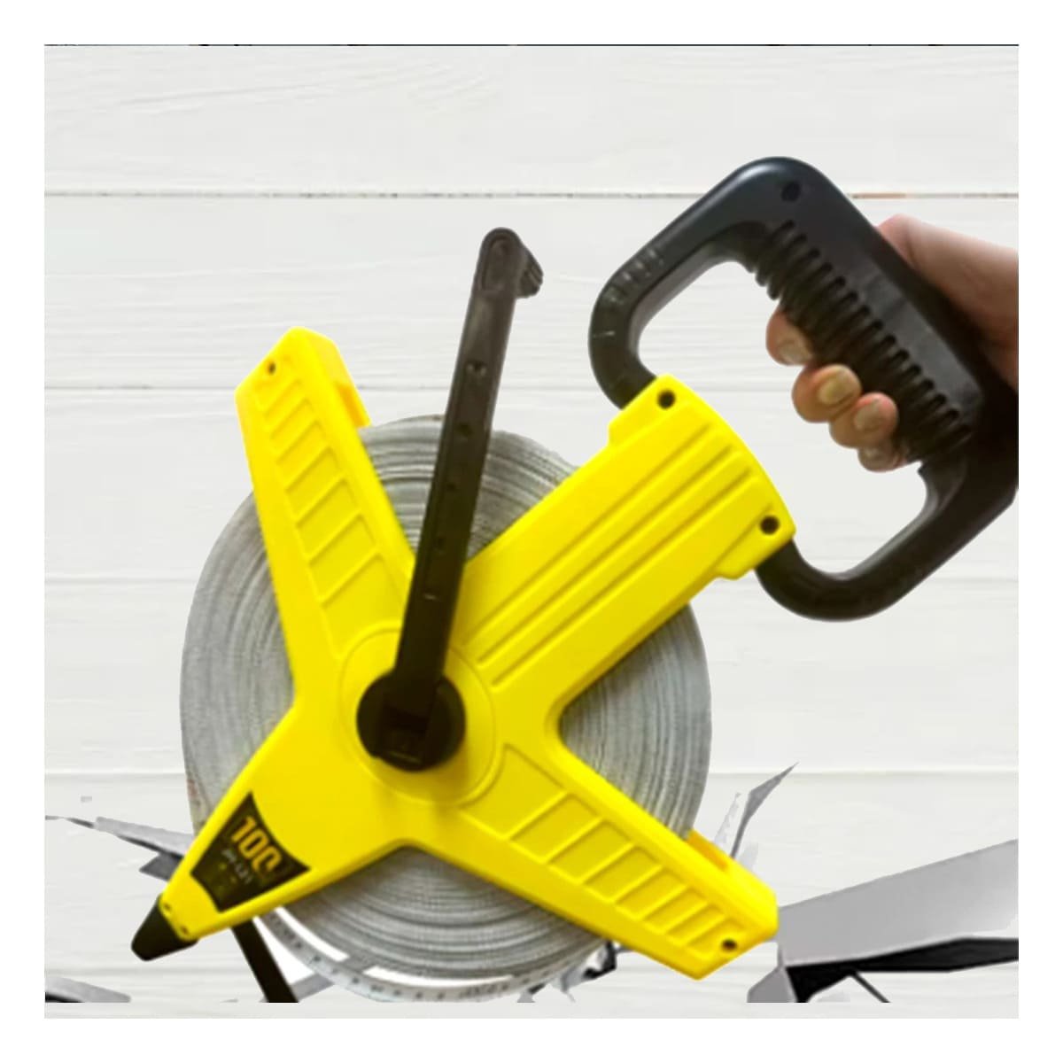 FLEXOMETRO 50MT CON ASA AMARILLO PARA TRABAJO PROFESIONAL EN OBRA YPAPEL REGALO - 1