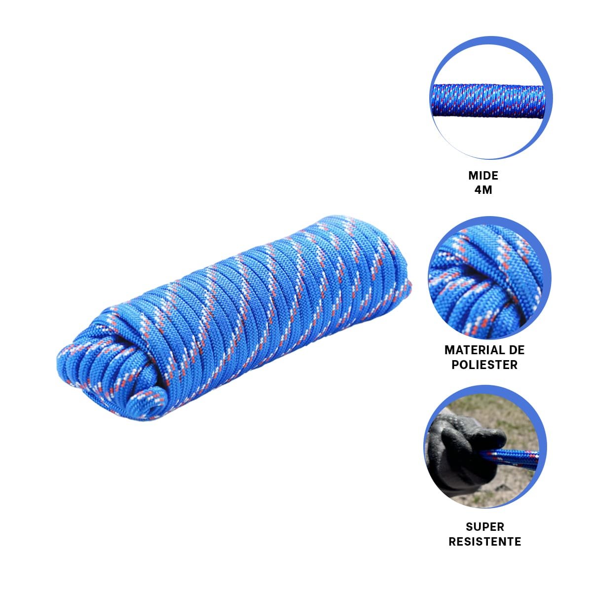LINEA 4M X 4CM AZUL FUERTE PARA SUJECION EN CAMPING Y HOGAR YSTICKY - 5