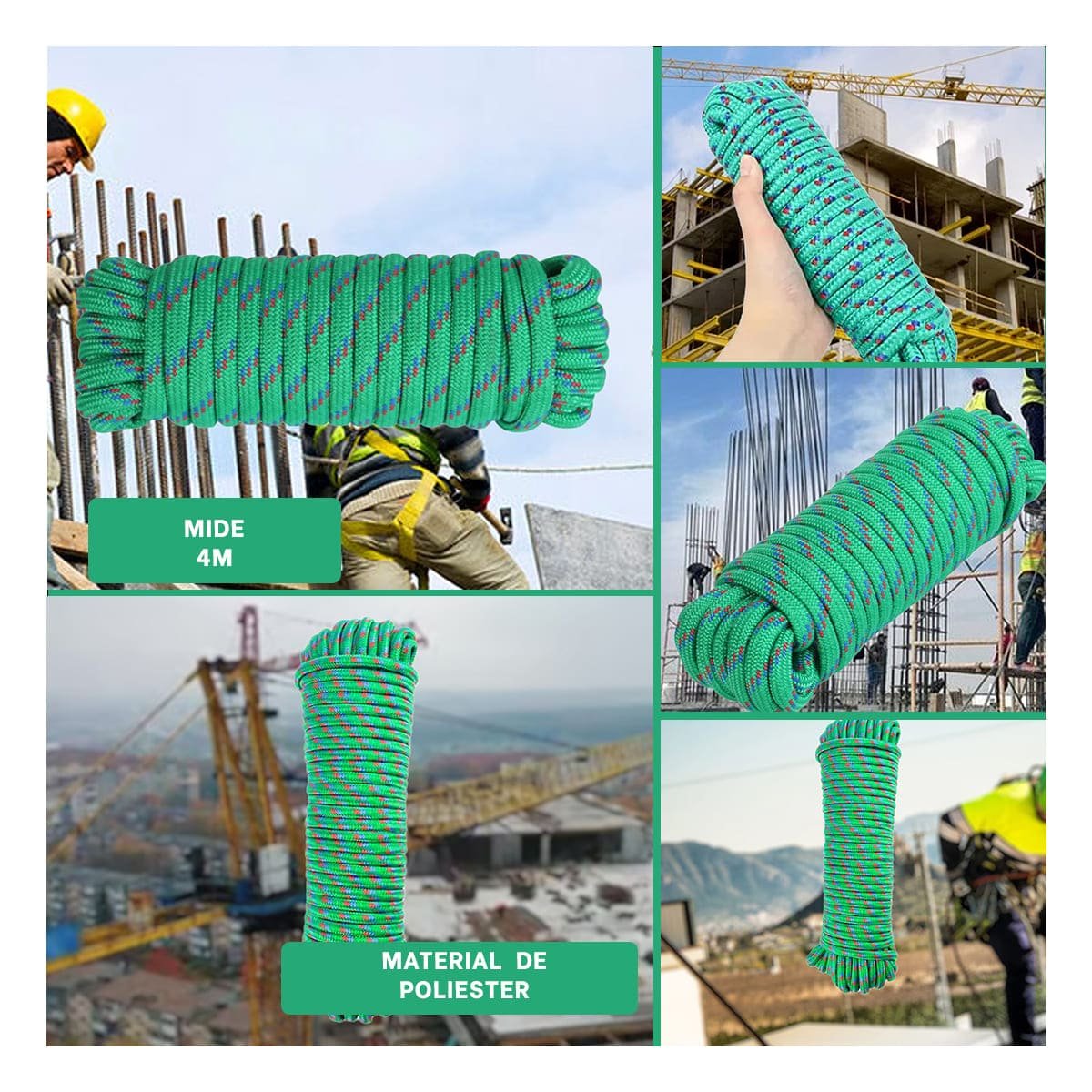 PACK6 LAZO 4M X 4CM VERDE PARA TRABAJO PESADO EN CASA Y JARDIN YPAPEL REGALO - 3