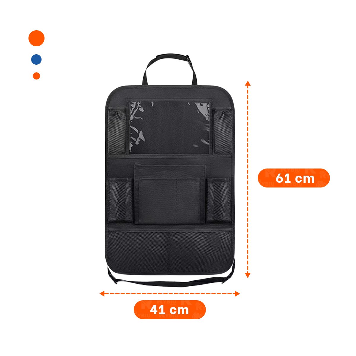 ORGANIZADOR PARA RESPALDO DE ASIENTO DE COCHE NEGRO CON COMPARTIMENTOS YREGALO STICKER - 4