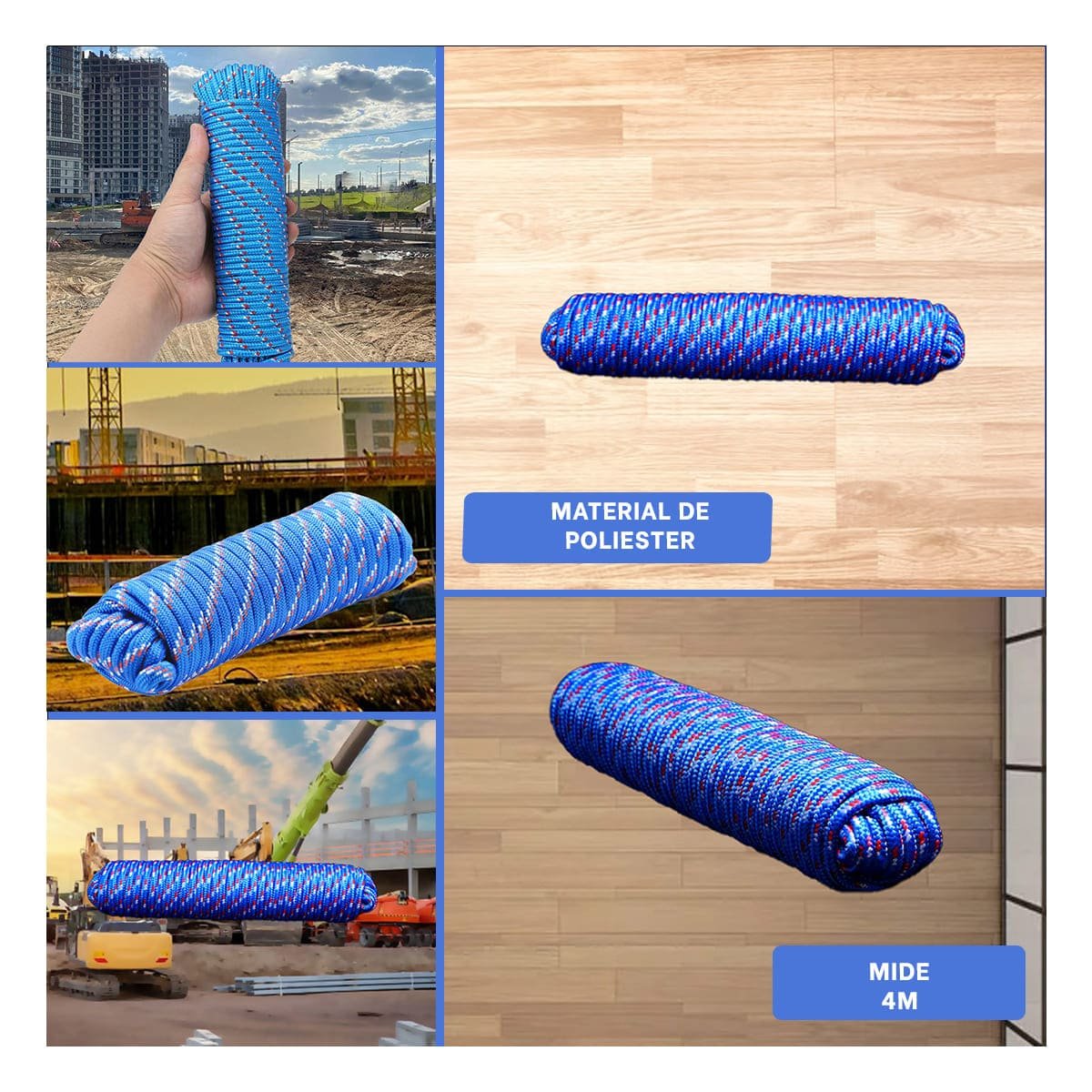 SOGA 4M X 4CM AZUL REFORZADA PARA SUJECION FIRME EN CAMPING Y EXTERIOR YPAPEL REGALO - 3