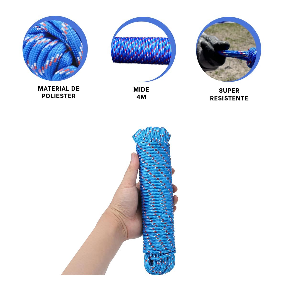 SOGA 4M X 4CM AZUL REFORZADA PARA SUJECION FIRME EN CAMPING Y EXTERIOR YPAPEL REGALO - 5