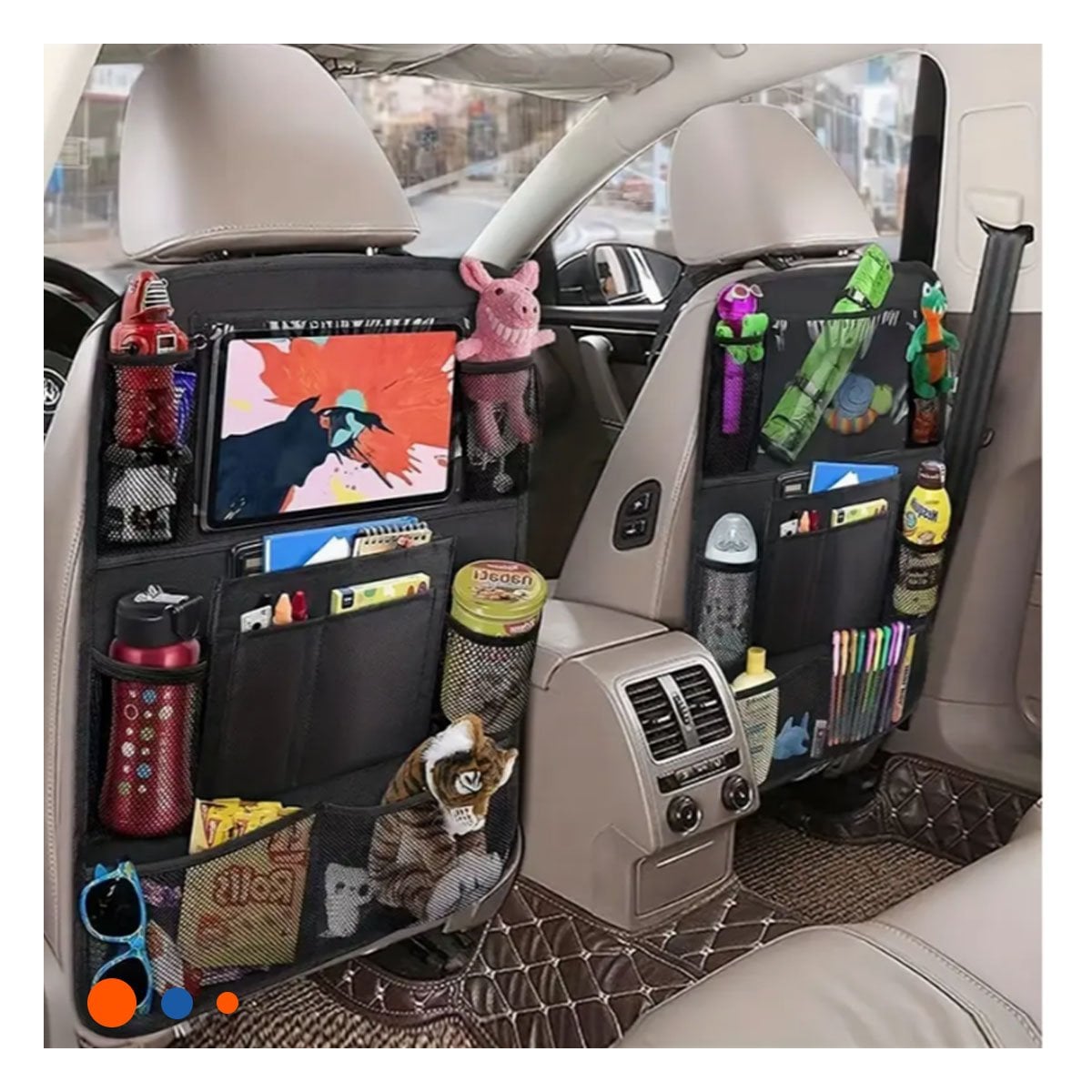 PACK2 ORGANIZADOR COLGANTE DE RESPALDO DE ASIENTO DE COCHE NEGRO PARA ORDEN YPAPEL REGALO - 2