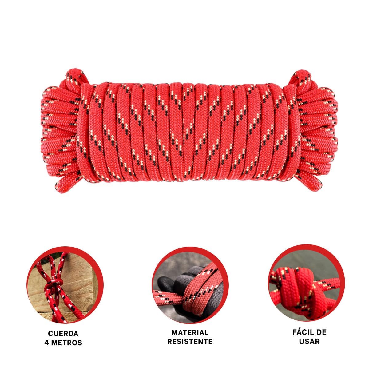LAZO 4M X 4CM ROJO RESISTENTE PARA SUJECION FIRME EN HOGAR Y CONSTRUCCION YLIGAS REGALO - 5