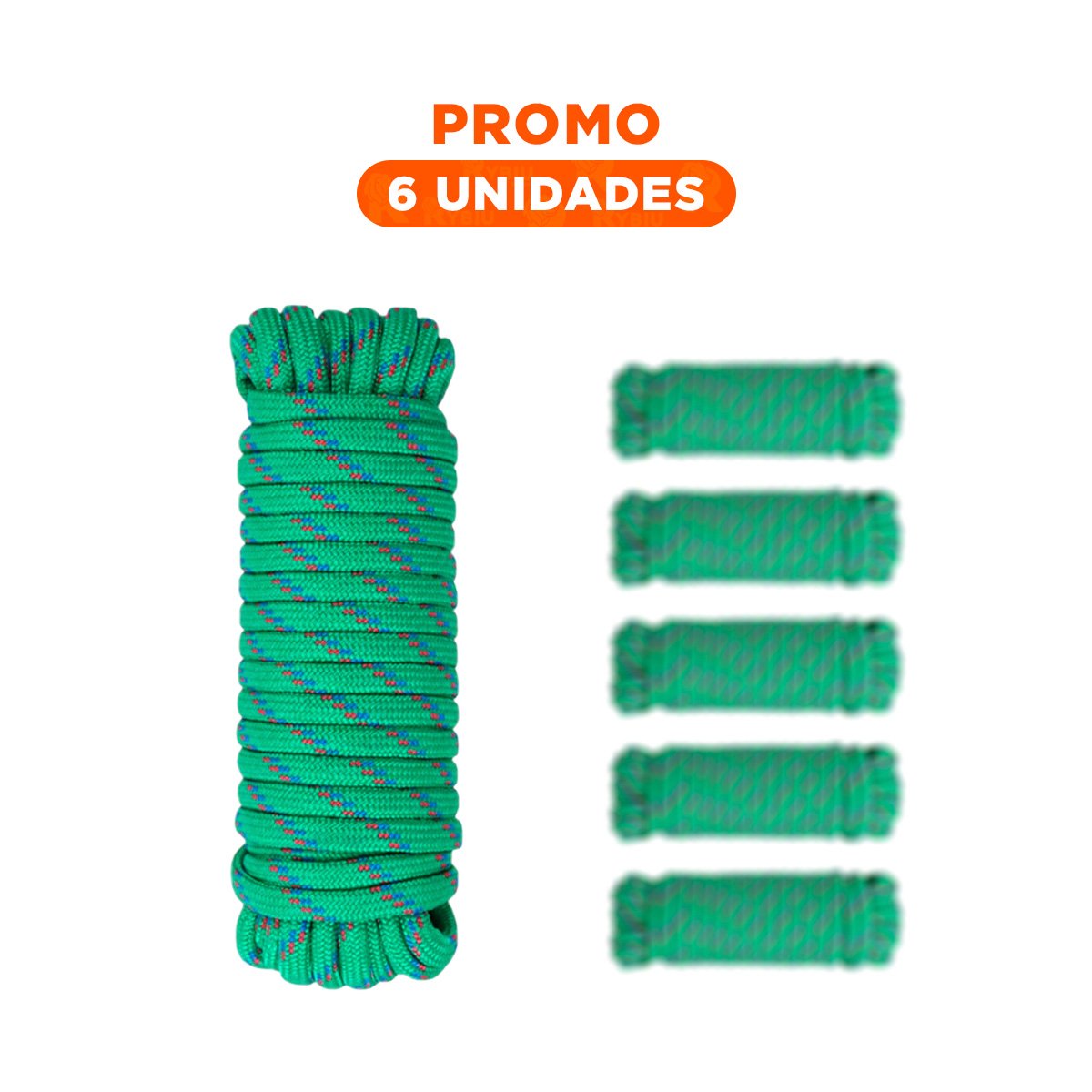 PACK6 CORDEL 4M X 4CM VERDE RESISTENTE PARA SUJECION EN CAMPING YREGALO STICKER - 1
