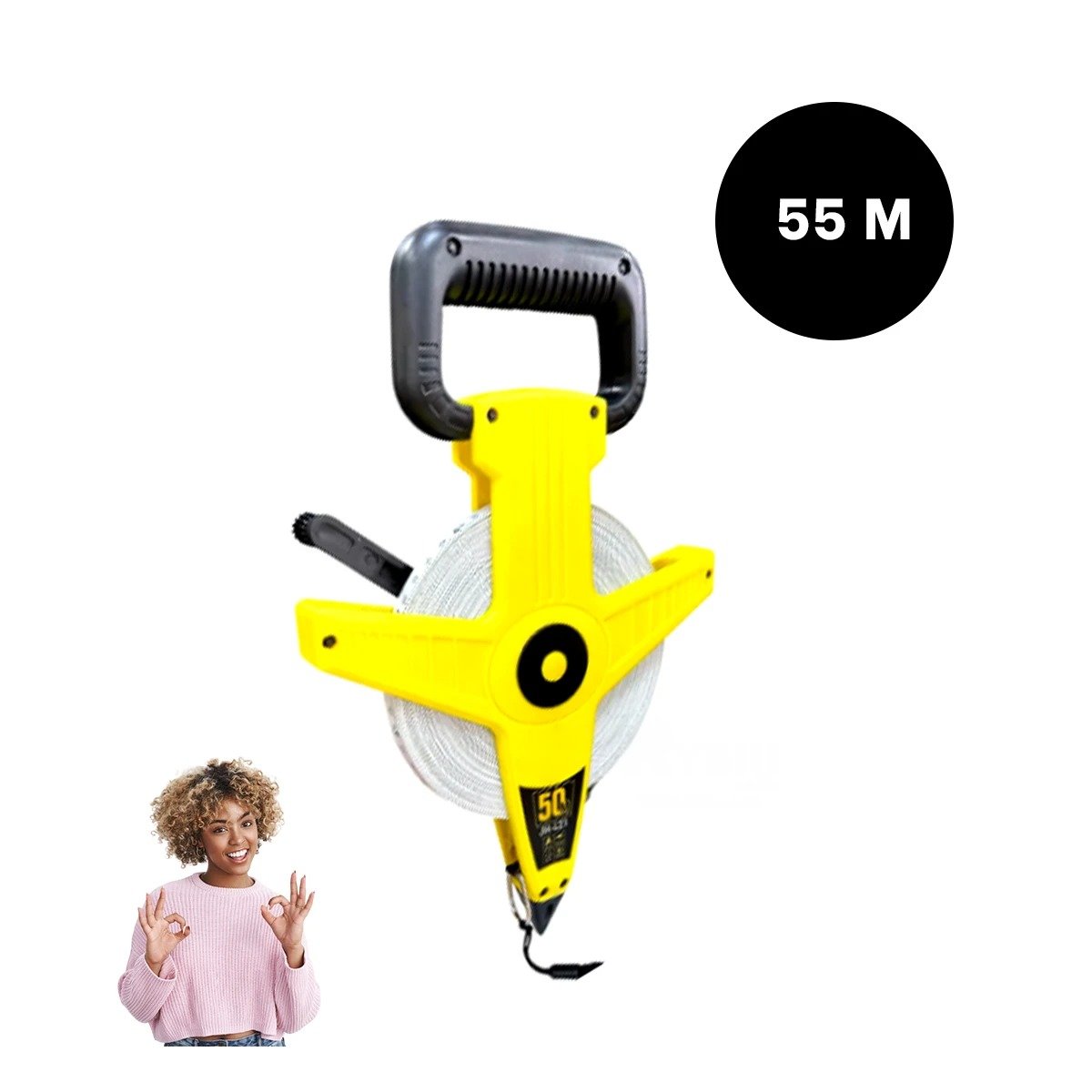 PACK6 MEDIDOR MANUAL 50MT CON ASA AMARILLO PARA CONSTRUCCION - 4