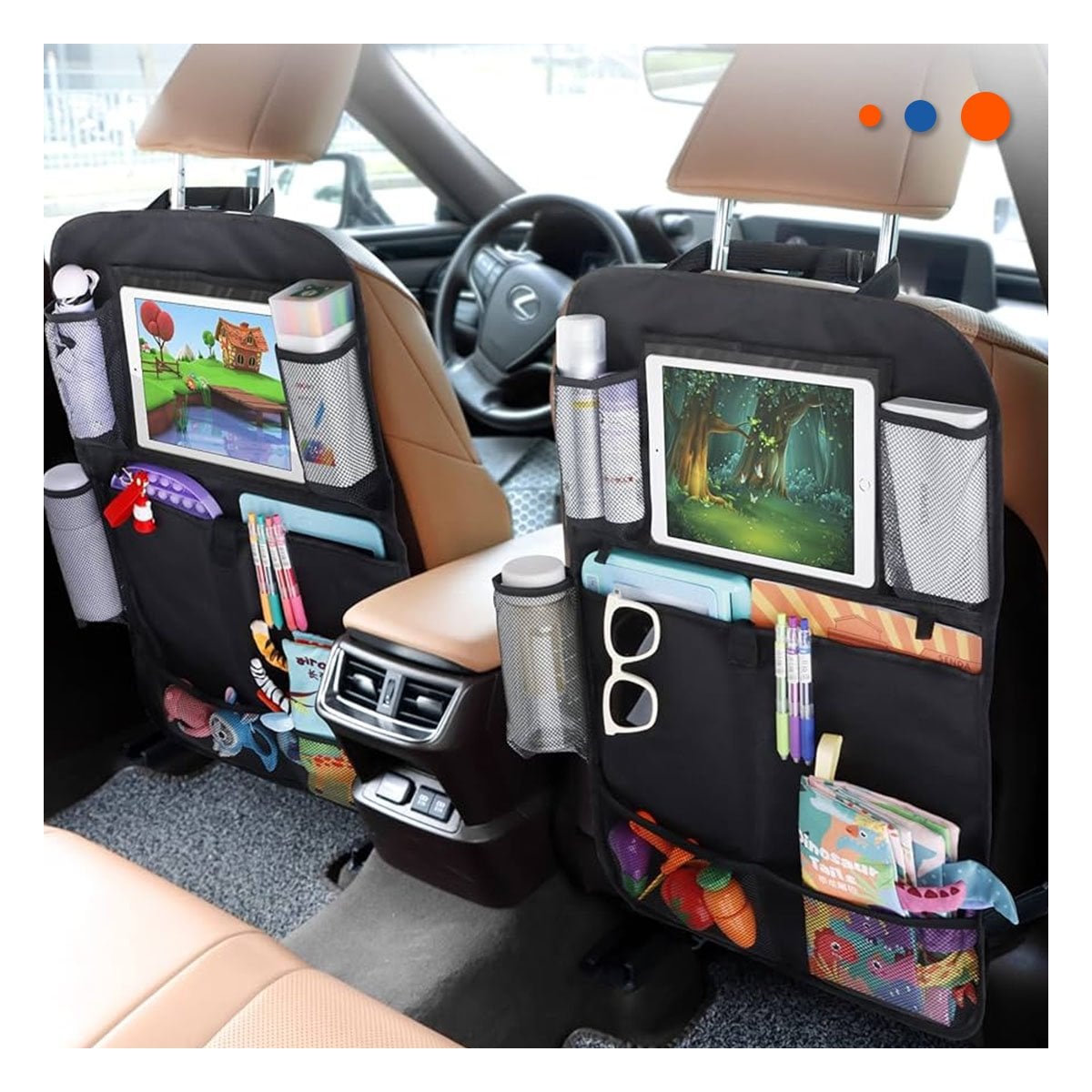 PACK12 SOPORTE ORGANIZADOR PARA RESPALDO DE ASIENTO DE COCHE NEGRO PRACTICO YPAPEL REGALO - 3