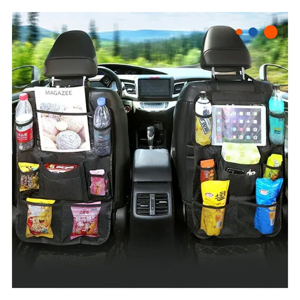ORGANIZADOR TRASERO DE ASIENTO DE COCHE NEGRO PARA ORDENAR ACCESORIOS YSTICKY - 1