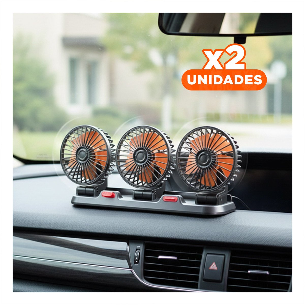 PACK2 TURBINA DE AIRE PARA AUTO 3 CABEZALES NEGRO CON SOPORTE FIRME - 1