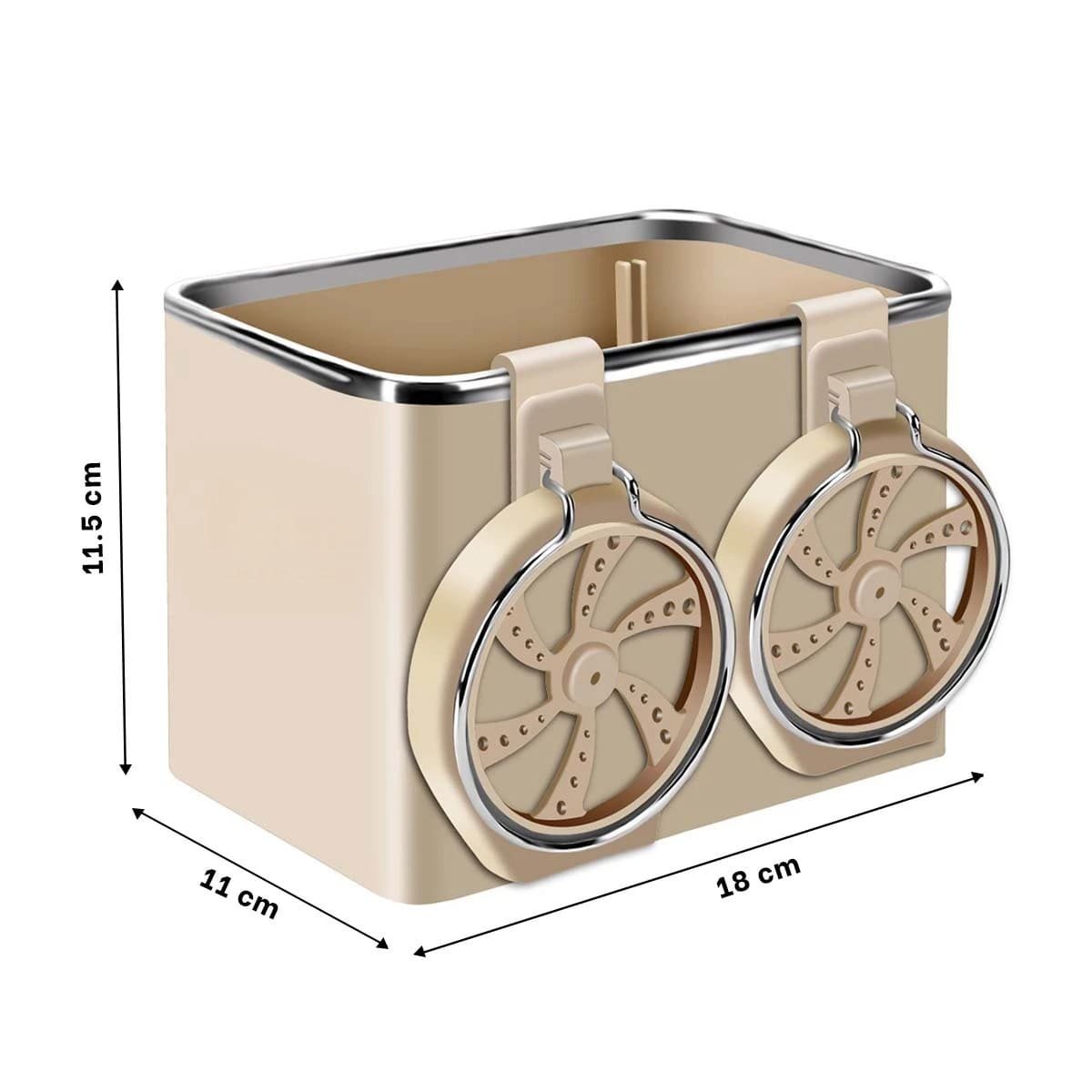 ORGANIZADOR PARA AUTO 18X11X11,5CM CREMA CHISPEADO PRACTICO YPAPEL REGALO - 4