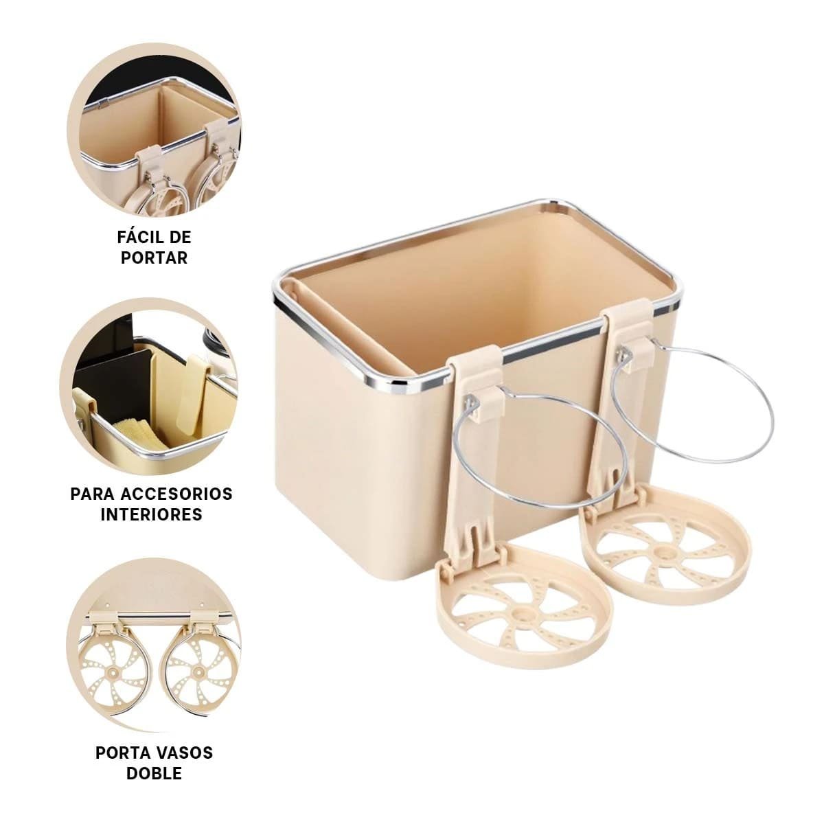 ORGANIZADOR PARA AUTO 18X11X11,5CM CREMA CHISPEADO PRACTICO YPAPEL REGALO - 5