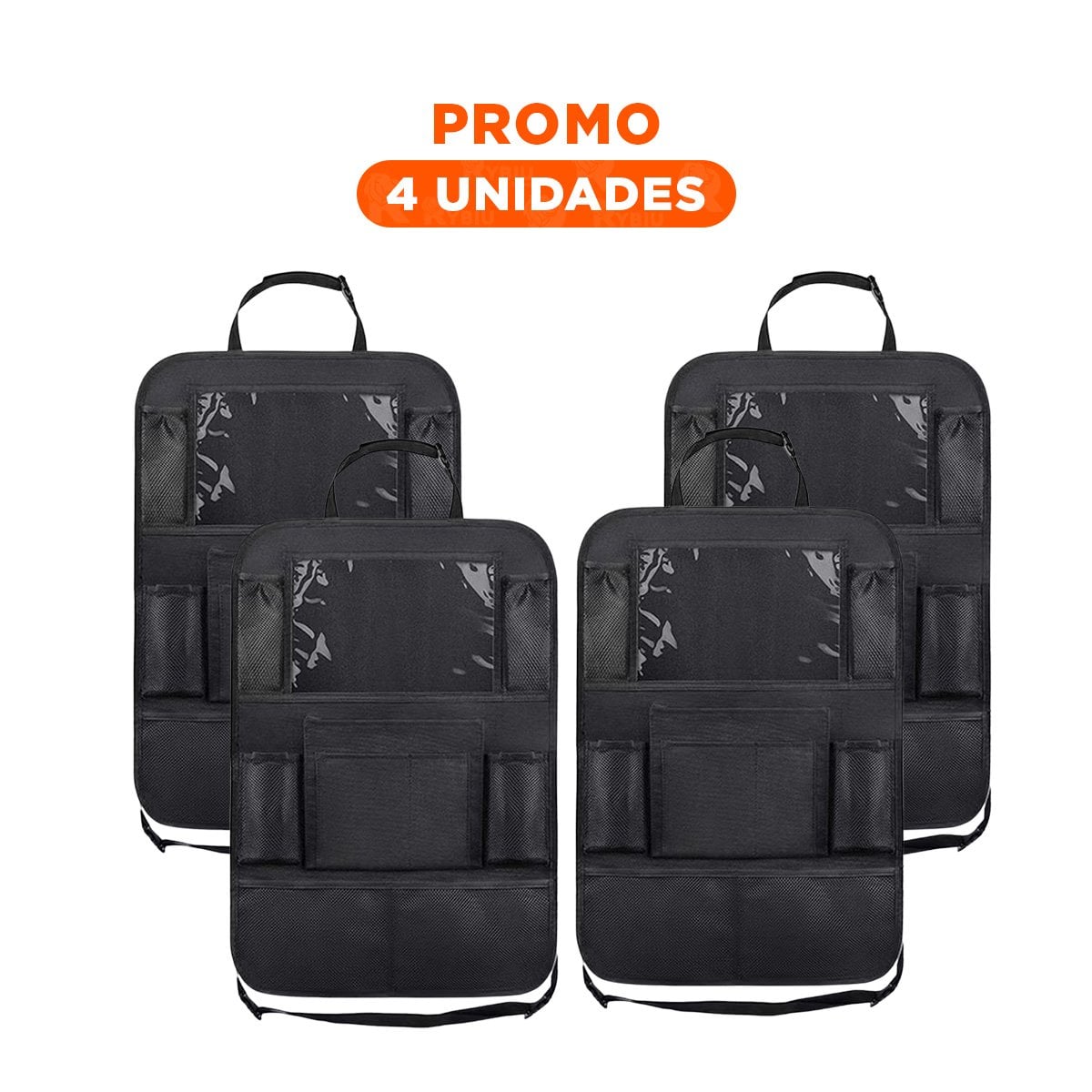 PACK4 ORGANIZADOR DE ASIENTO DE COCHE NEGRO CON ESPACIOS PARA OBJETOS PERSONALES - 1