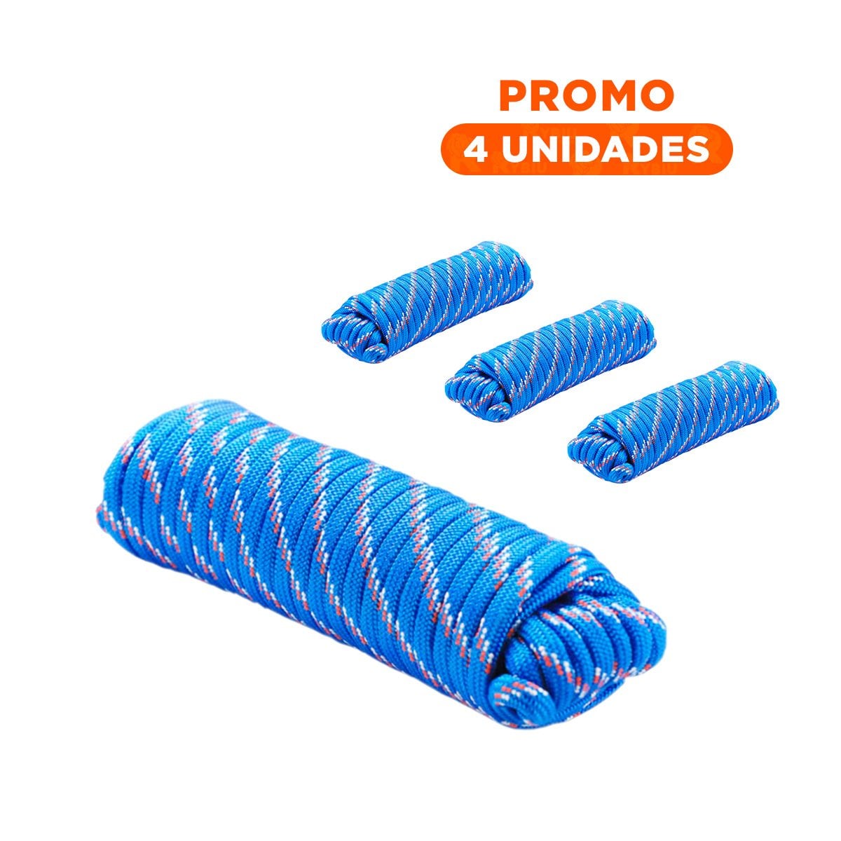 PACK4 CORDEL 4M X 4CM AZUL PARA AMARRE RESISTENTE EN CASA Y CAMPING - 1