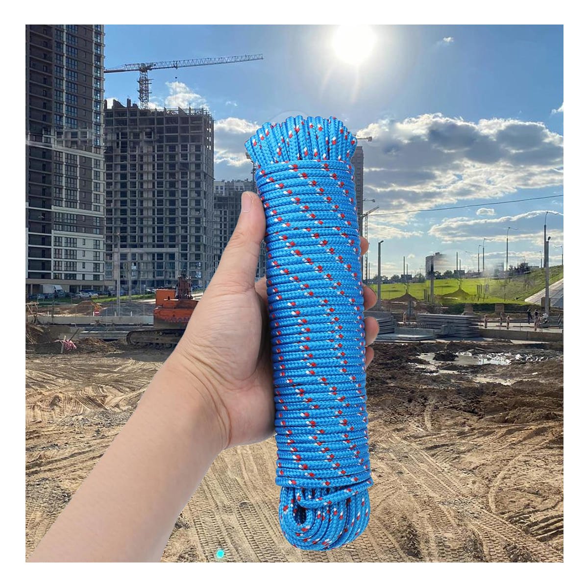 PACK4 CORDEL 4M X 4CM AZUL PARA AMARRE RESISTENTE EN CASA Y CAMPING - 3
