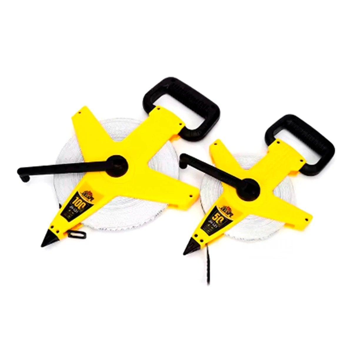 PACK2 FLEXOMETRO LARGO 50MT CON ASA AMARILLO PARA USO EN CAMPO YREGALO STICKER - 2