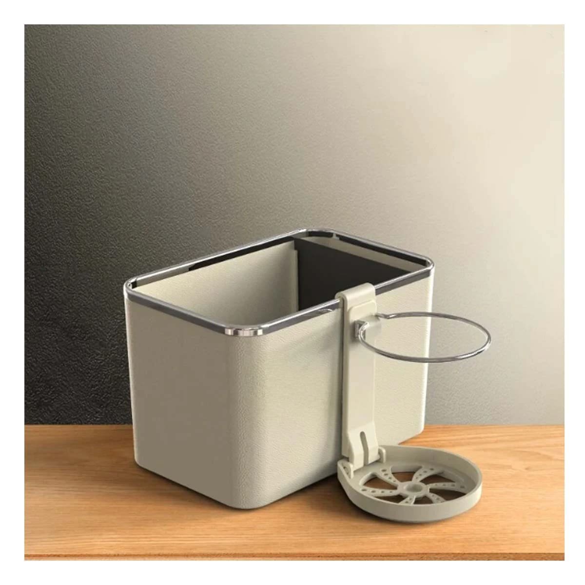 PACK2 CAJA PLEGABLE PARA AUTO 18X11X11,5CM CREMA CHISPEADO PORTATIL - 2