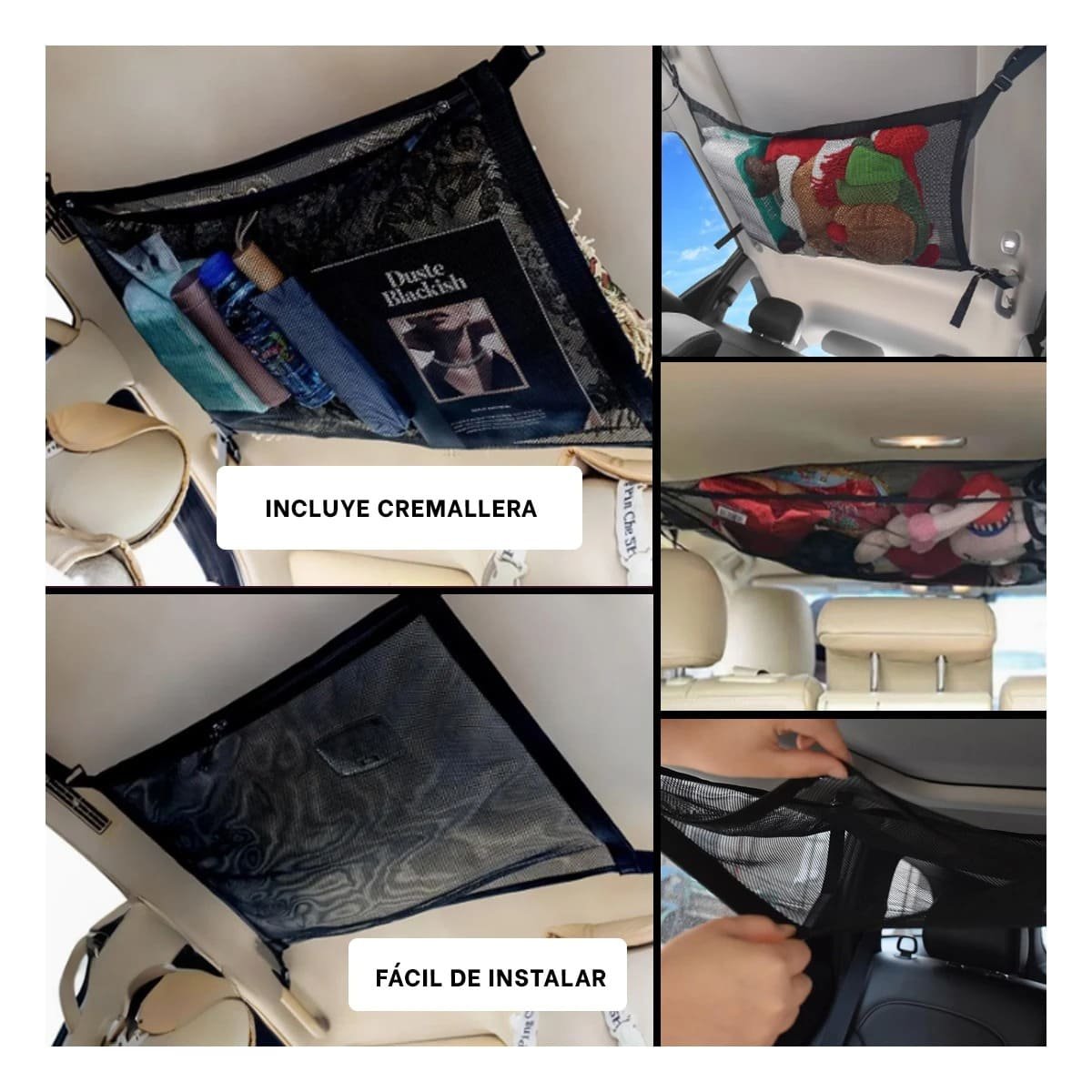 SOPORTE NEGRO DE ALMACENAMIENTO DE CARGA PARA TECHO INTERIOR DE AUTOMOVIL YSTICKY - 2
