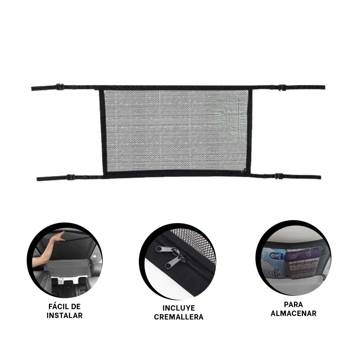 SOPORTE NEGRO DE ALMACENAMIENTO DE CARGA PARA TECHO INTERIOR DE AUTOMOVIL YSTICKY - 5