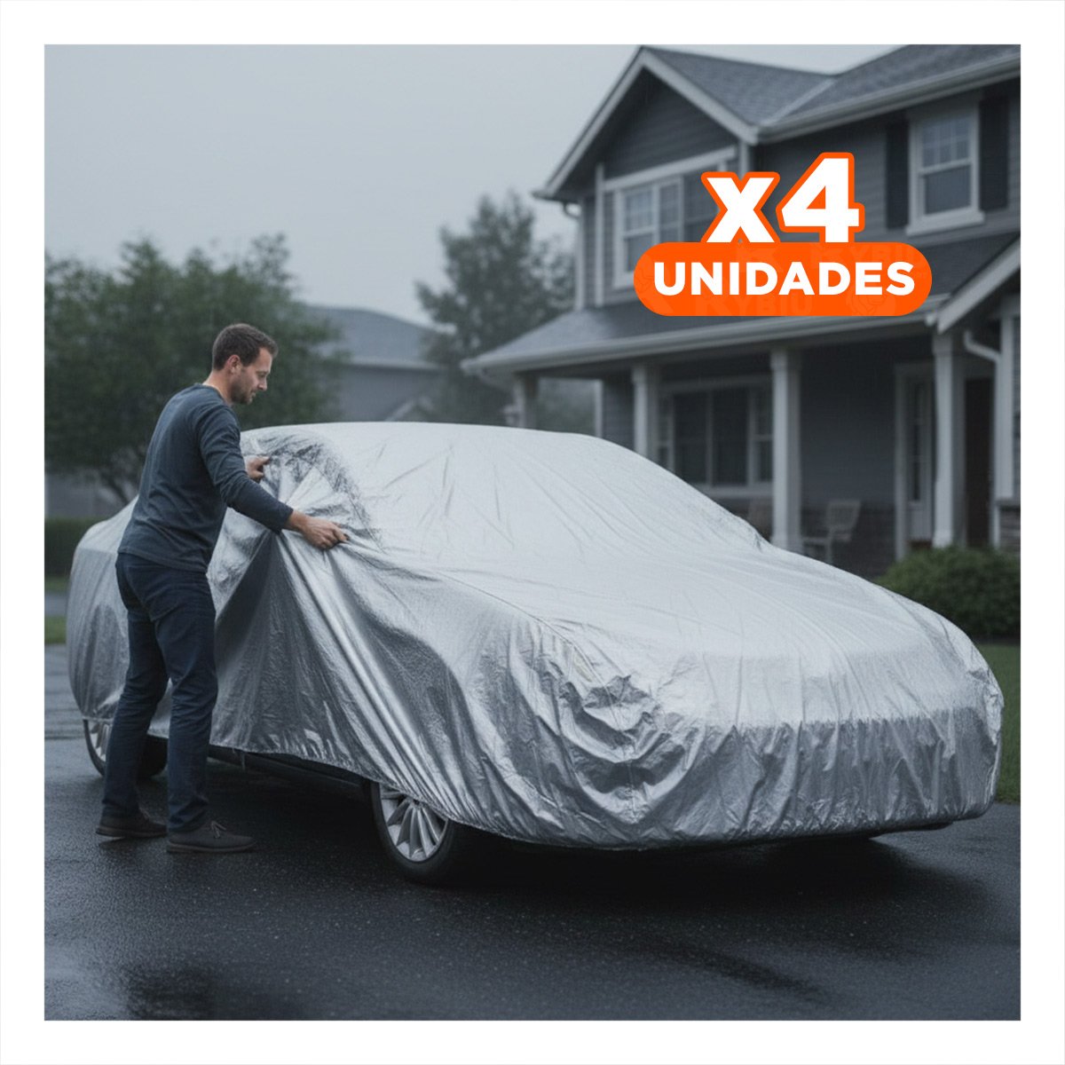 PACK4 FUNDA COMPLETA PARA VEHICULO L 480X175X120CM GRIS YREGALO STICKER - 1