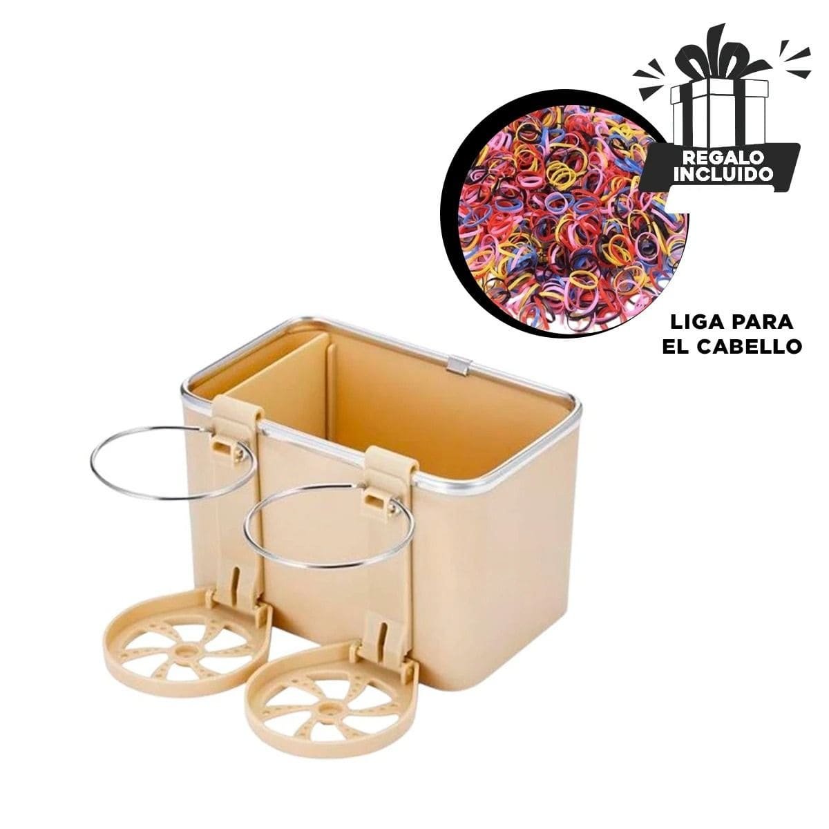 ESTUCHE ORGANIZADOR PARA AUTO 18X11X11,5CM CREMA CHISPEADO RESISTENTE YLIGAS REGALO - 2