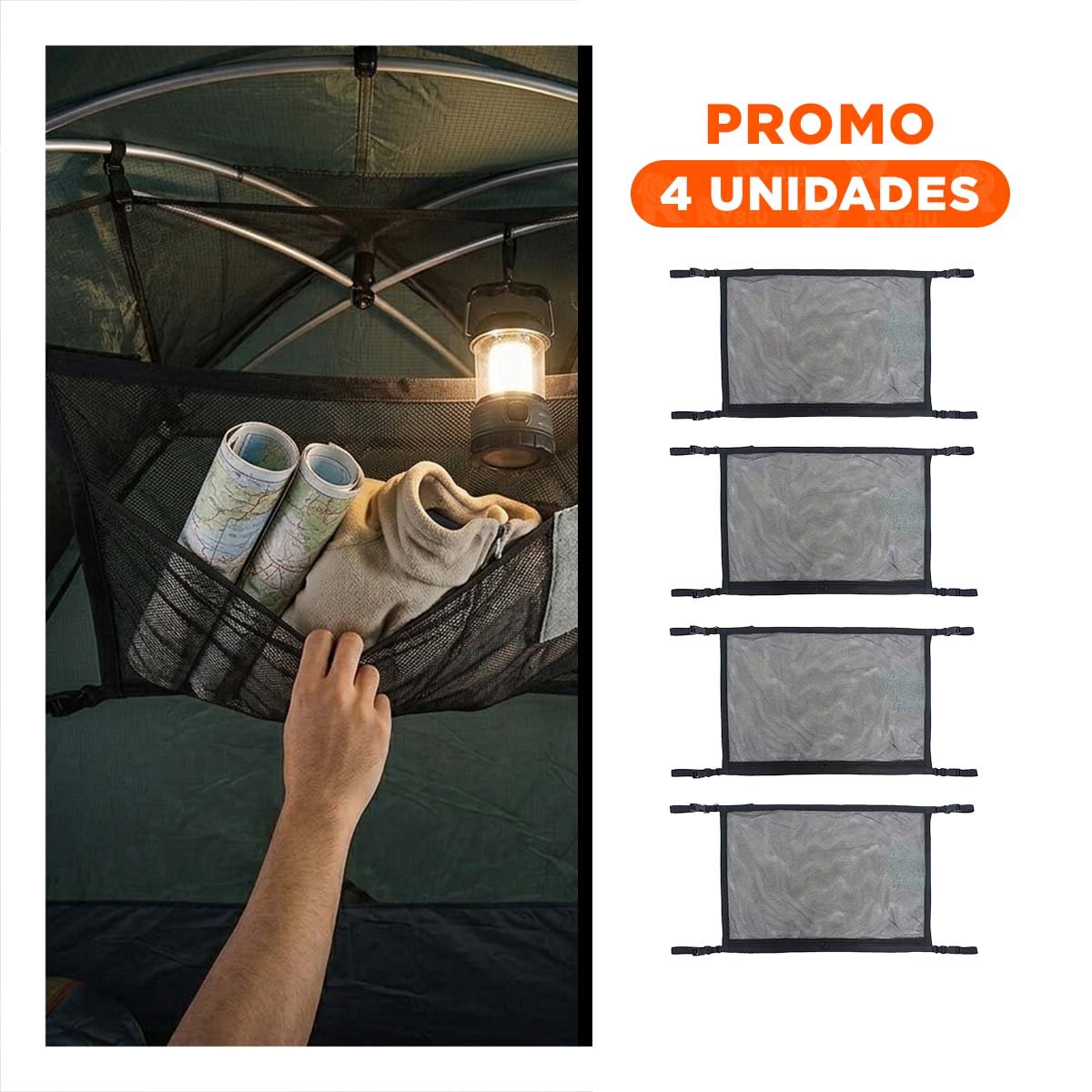 PACK4 BOLSA PORTA OBJETOS NEGRA PARA CARGA EN TECHO INTERIOR DE AUTOMOVIL - 1
