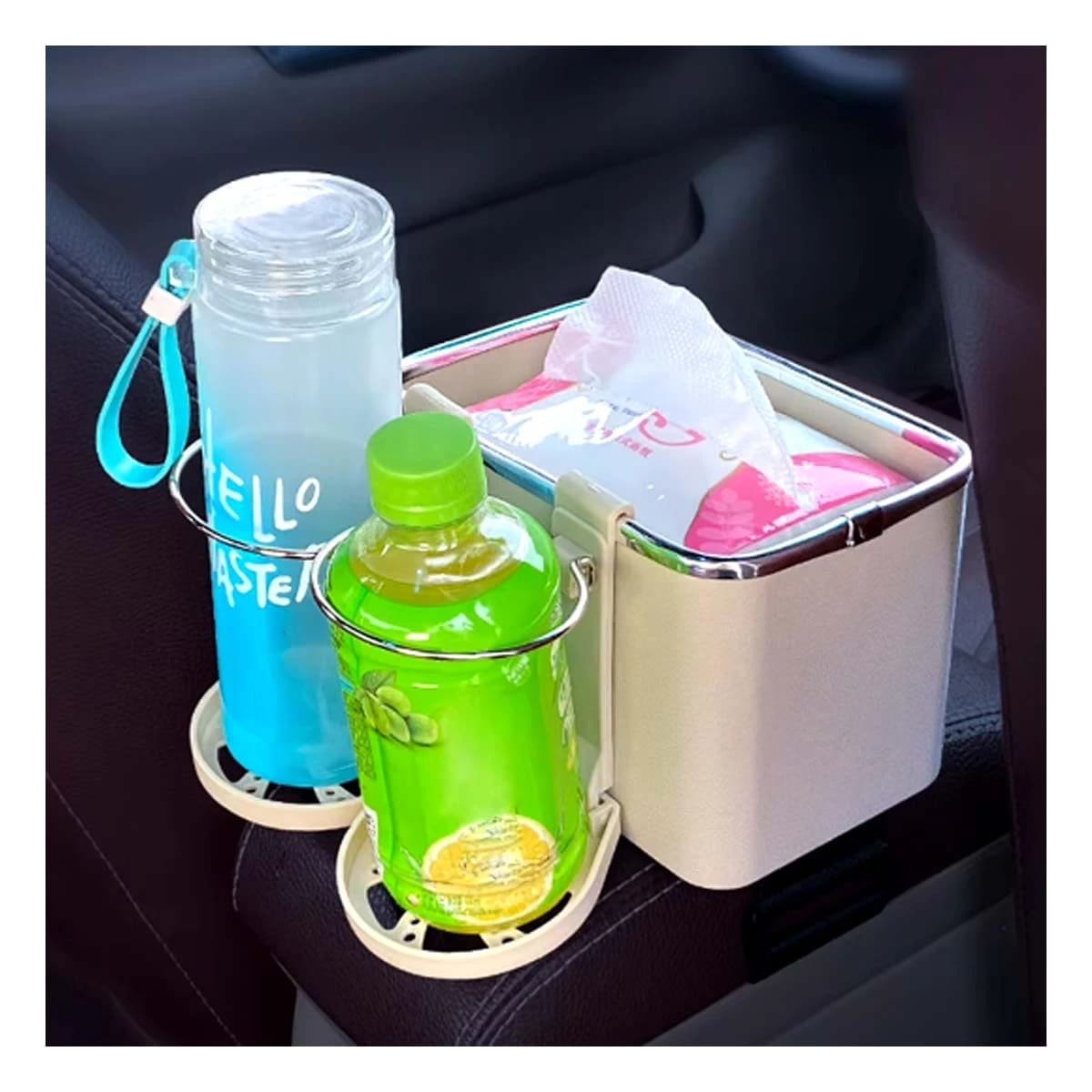 CAJA ORGANIZADORA PARA AUTO 18X11X11,5CM CREMA CHISPEADO COMPACTA - 1