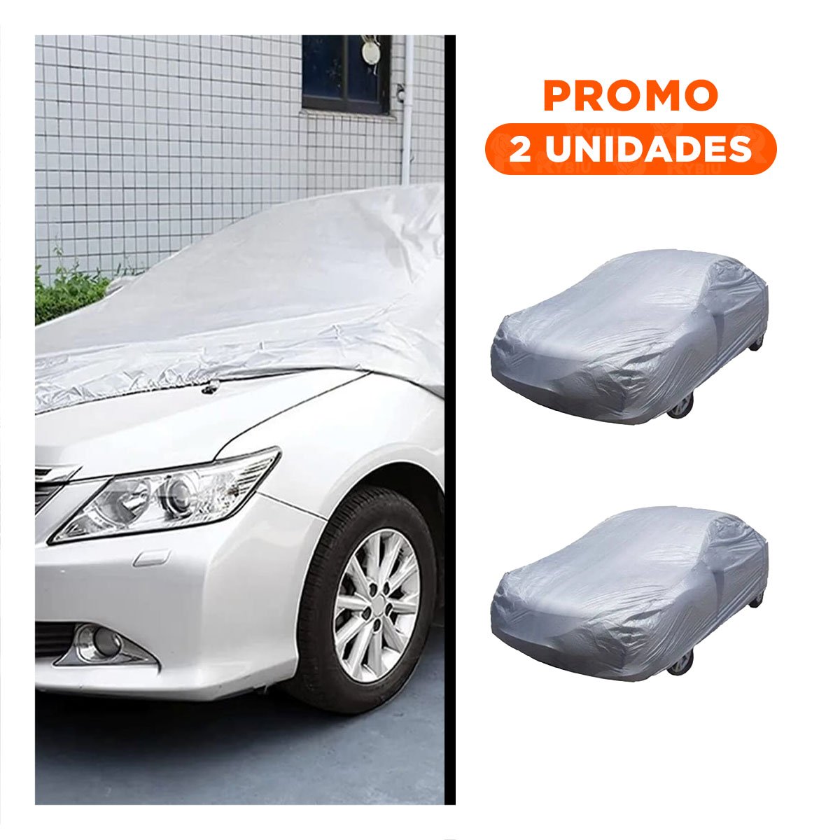 PACK2 CAPOTA PARA AUTO XL 540X175X120CM GRIS COBERTOR RESISTENTE AL CLIMA YREGALO STICKER - 1