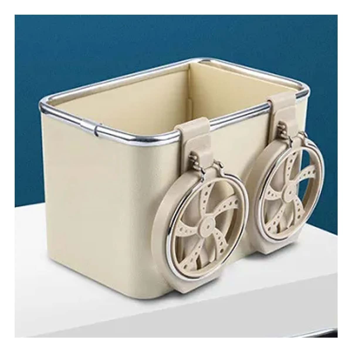 PACK2 ORGANIZADOR INTERIOR PARA AUTO 18X11X11,5CM CREMA CHISPEADO COMPACTO YPAPEL REGALO - 2