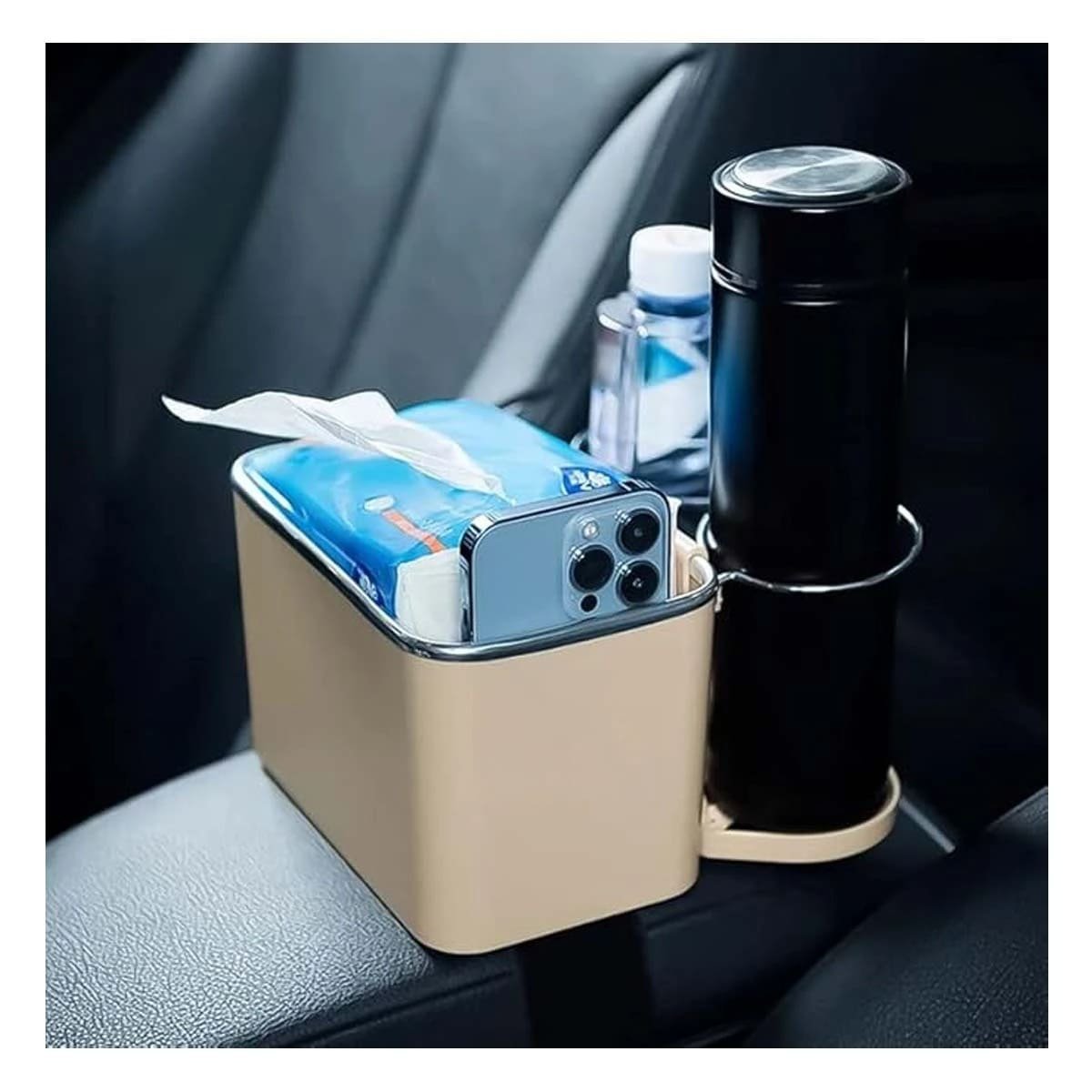 PACK2 ORGANIZADOR INTERIOR PARA AUTO 18X11X11,5CM CREMA CHISPEADO COMPACTO YPAPEL REGALO - 5