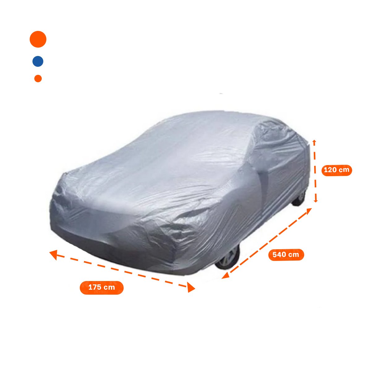 LONA PARA AUTO XL 540X175X120CM GRIS FUNDA PROTECTORA DE GRAN TAMANO YSTICKY - 4