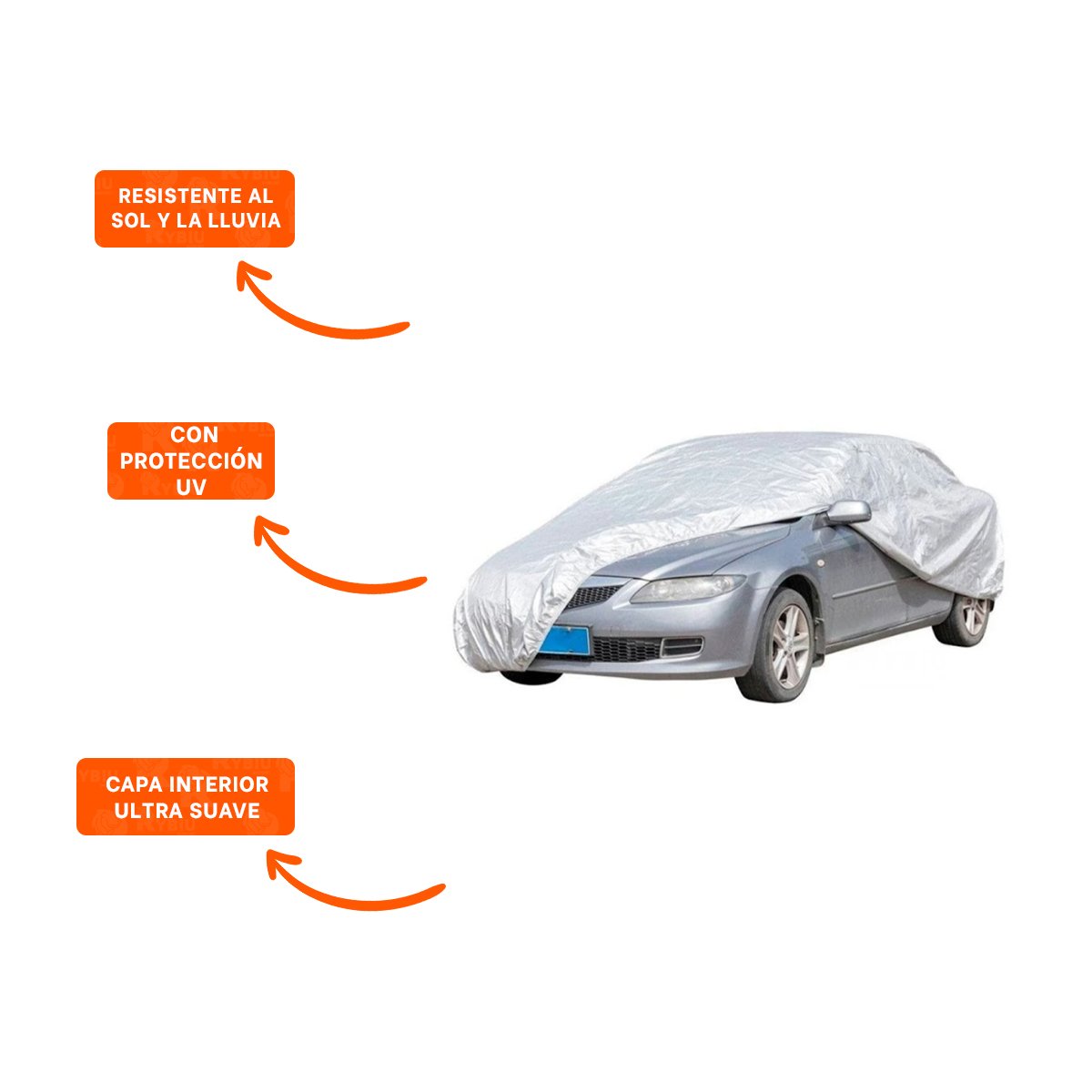 LONA PARA AUTO XL 540X175X120CM GRIS FUNDA PROTECTORA DE GRAN TAMANO YSTICKY - 5