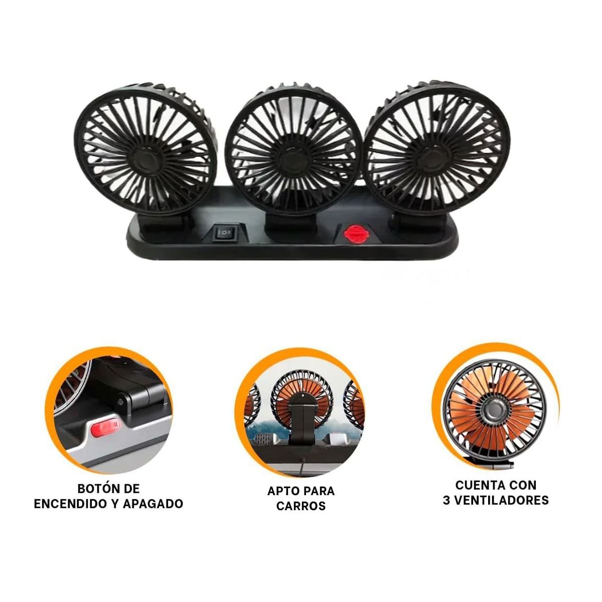 SISTEMA DE VENTILACION PARA AUTO 3 CABEZALES NEGRO ALTA POTENCIA YSTICKY - 5
