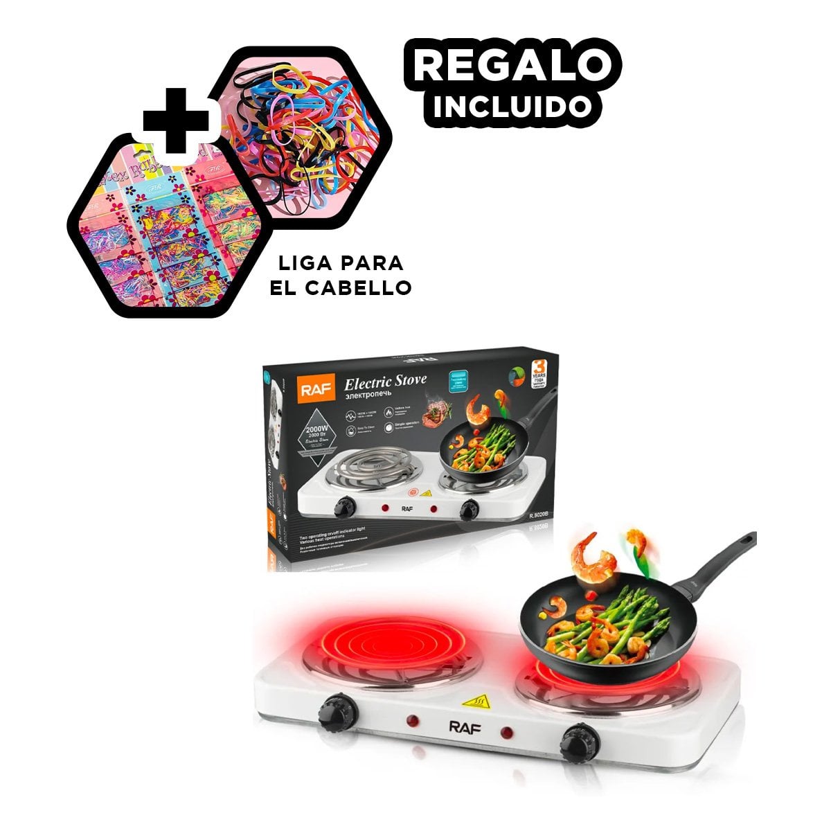 PARRILLA ELECTRICA DOBLE BLANCA PORTATIL PARA HOGAR Y PREPARAR COMIDAS YLIGAS REGALO - 2