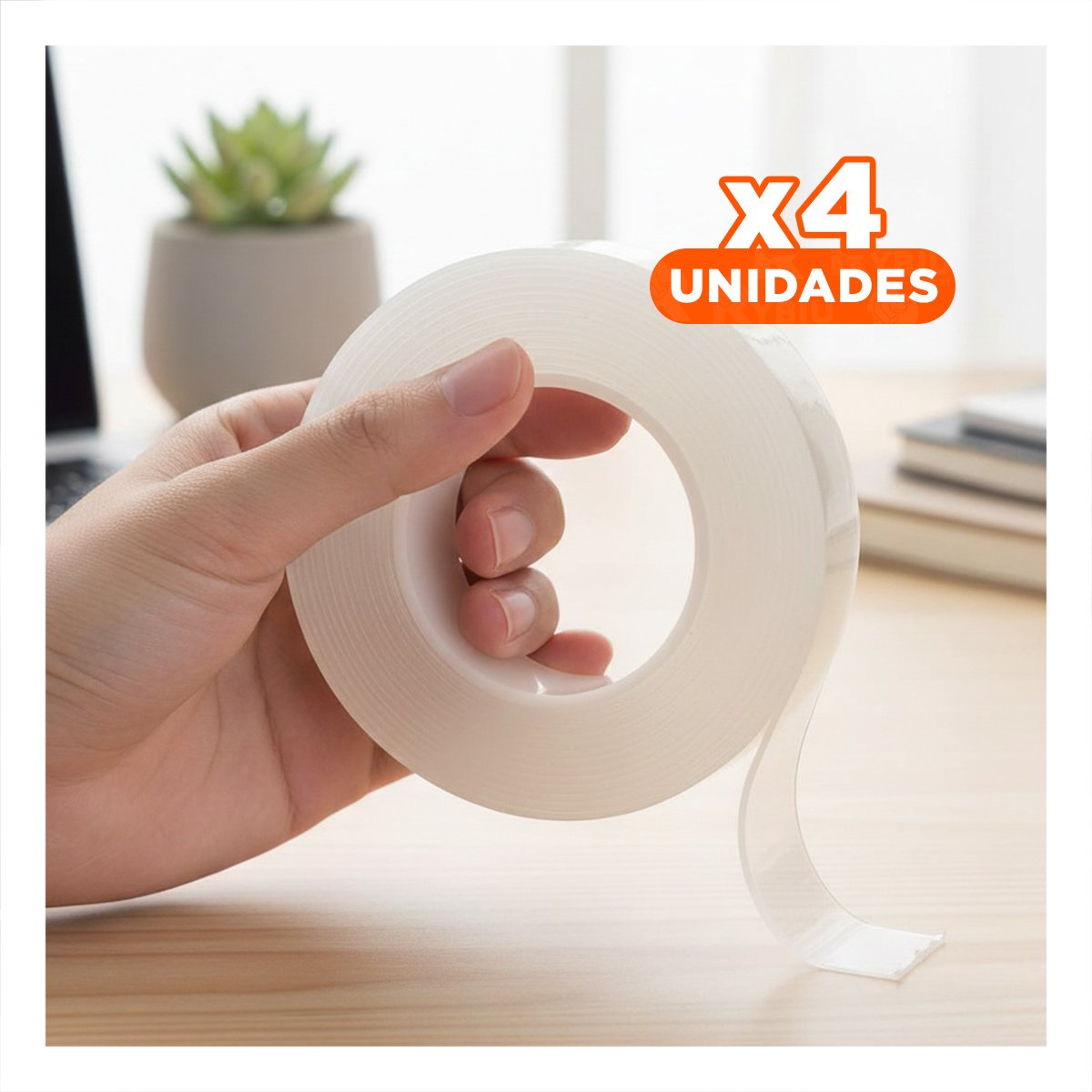 PACK4 CINTA ADHESIVA DOBLE CONTACTO DE 3 METROS MULTIFUNCIONAL PARA OFICINA YPAPEL REGALO - 1