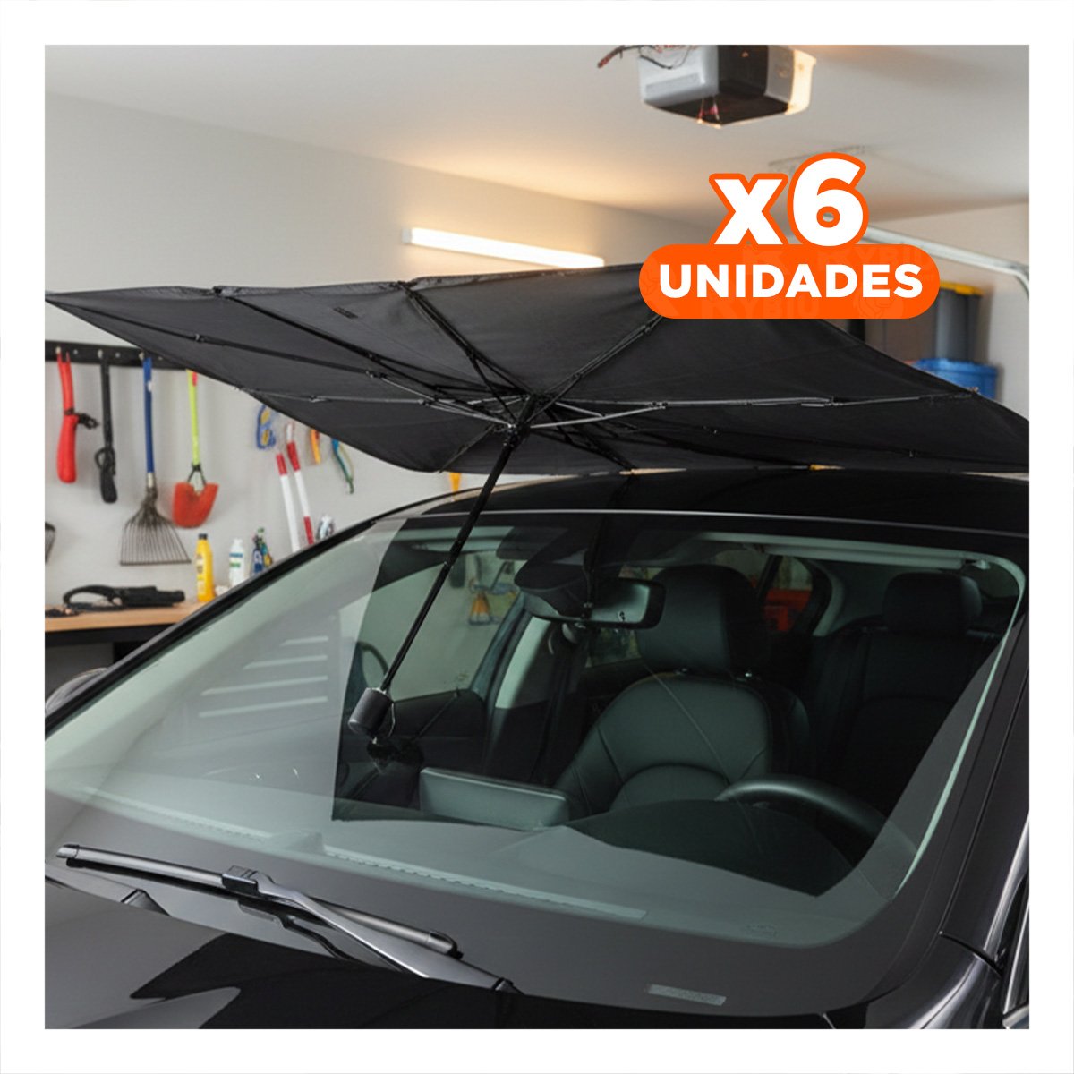 PACK6 COBERTOR SOLAR PLEGABLE PARA AUTO CON ESTRUCTURA RESISTENTE YPAPEL REGALO - 1