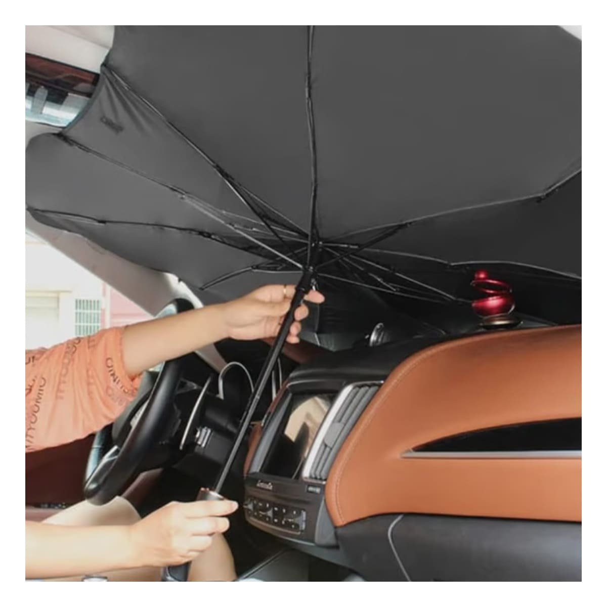 PACK6 COBERTOR SOLAR PLEGABLE PARA AUTO CON ESTRUCTURA RESISTENTE YPAPEL REGALO - 2