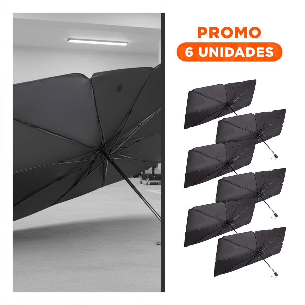 PACK6 TOLDO PLEGABLE PARA PARABRISAS CON PROTECCION UV Y DISENO MODERNO YREGALO STICKER - 1