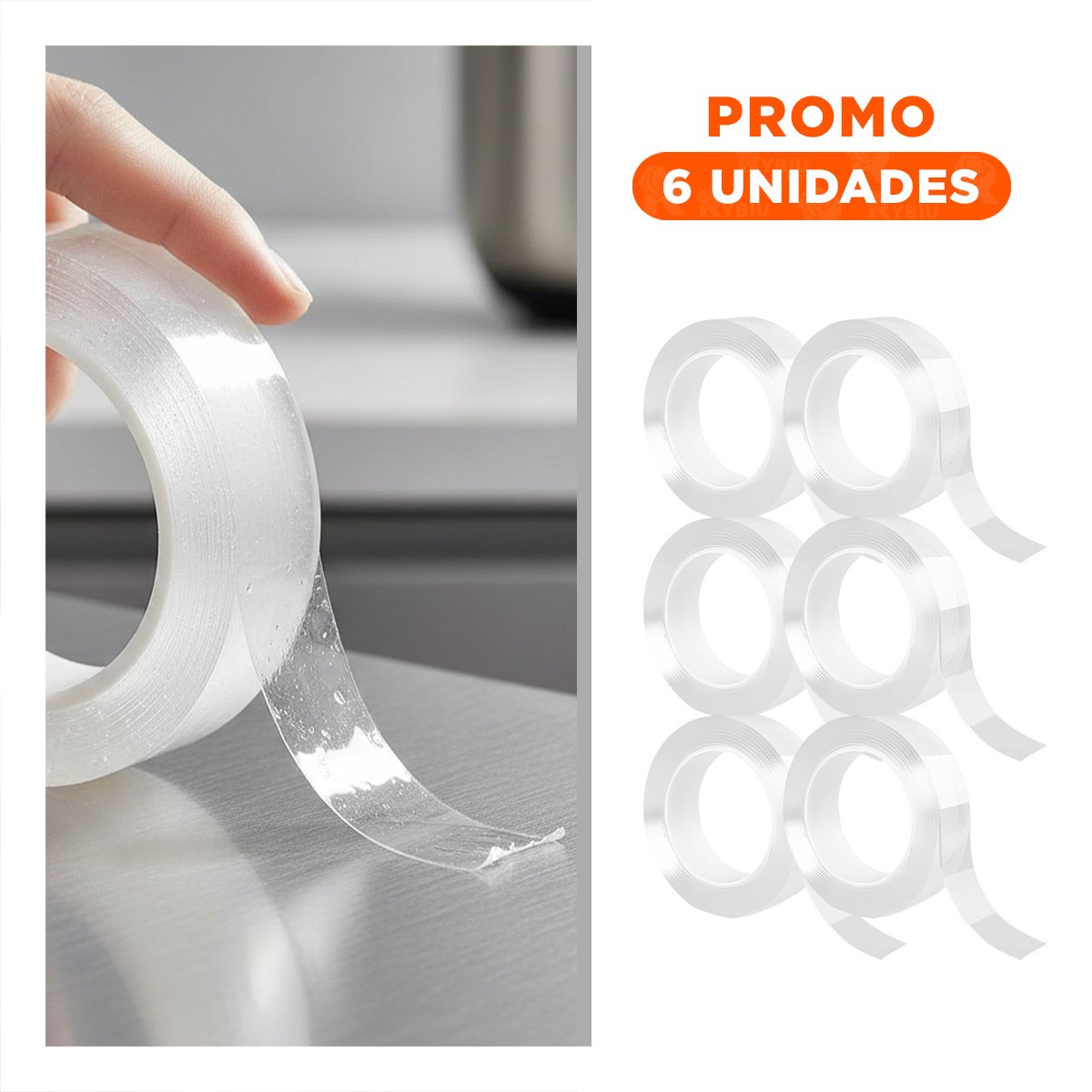 PACK6 ADHESIVO FUERTE DOBLE CONTACTO DE 3 METROS MULTIFUNCIONAL PARA CASA YREGALO STICKER - 1