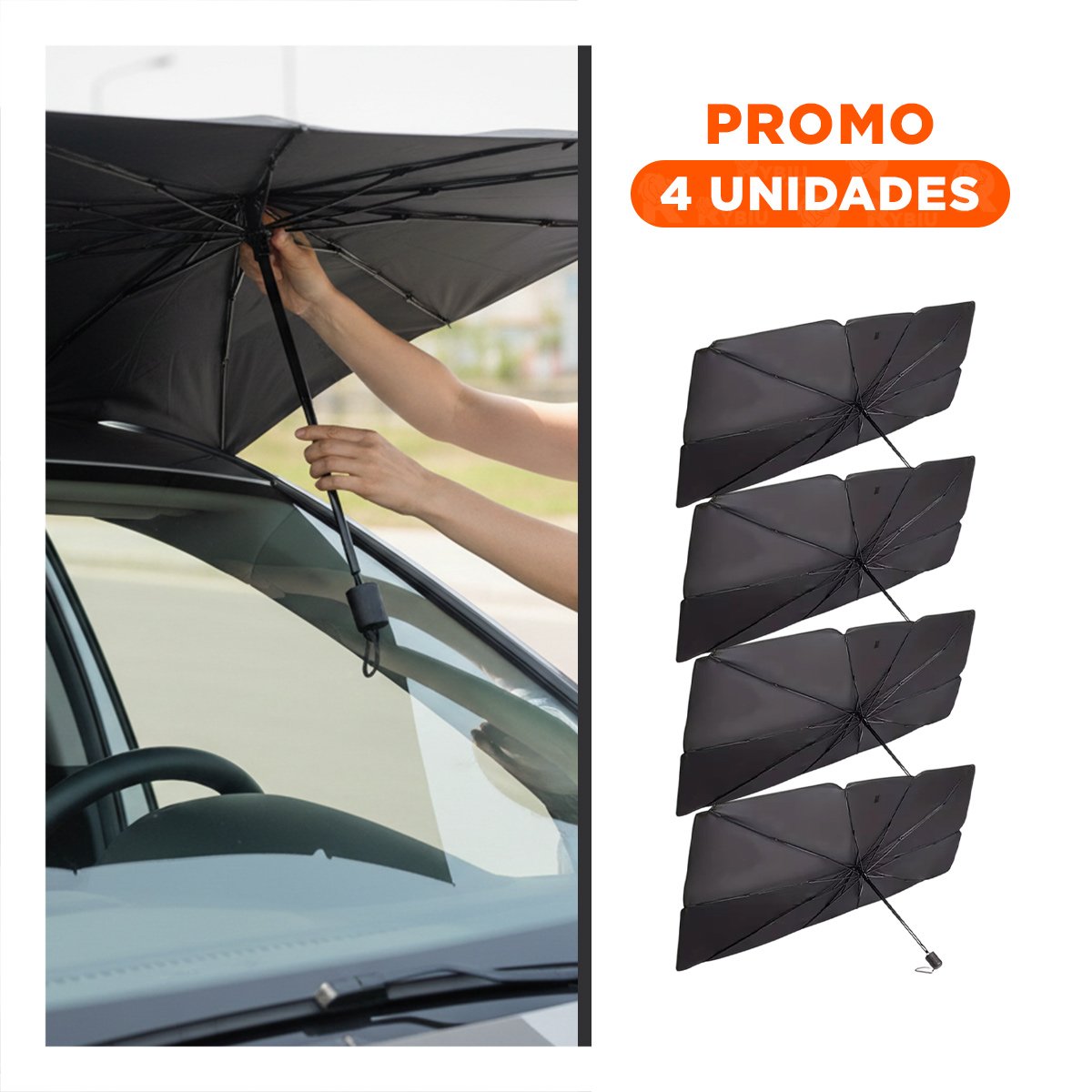 PACK4 AISLANTE SOLAR PLEGABLE PARA AUTO CON DISENO COMPACTO - 1