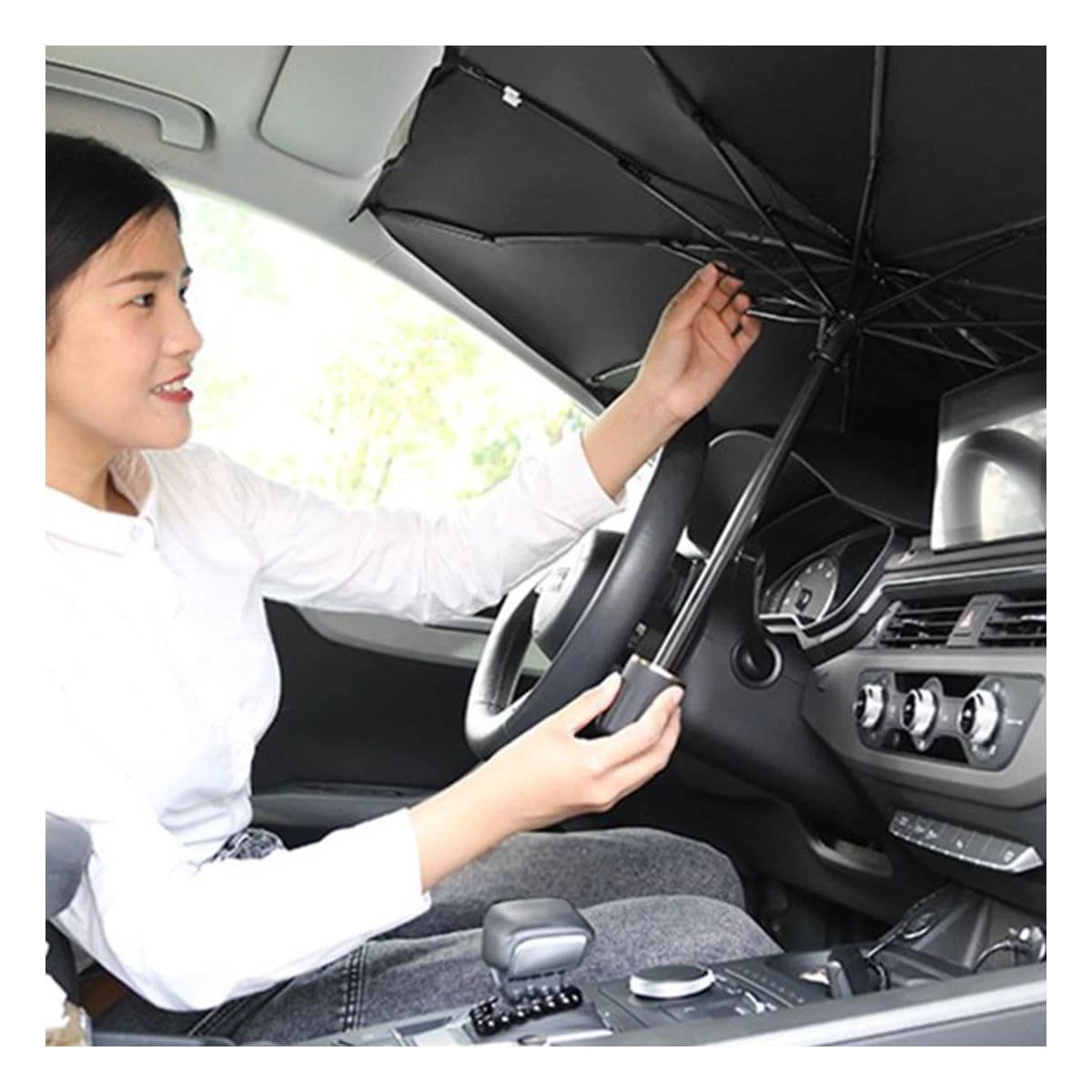 PROTECTOR PLEGABLE PARA AUTO CON AISLAMIENTO TERMICO Y AJUSTE UNIVERSAL YREGALO STICKER - 2